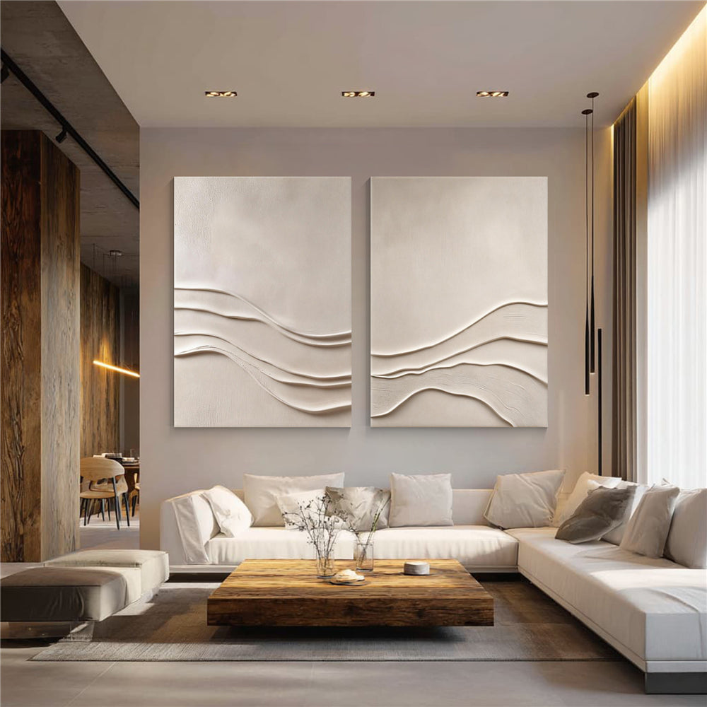 minimalist textured beige wall art
