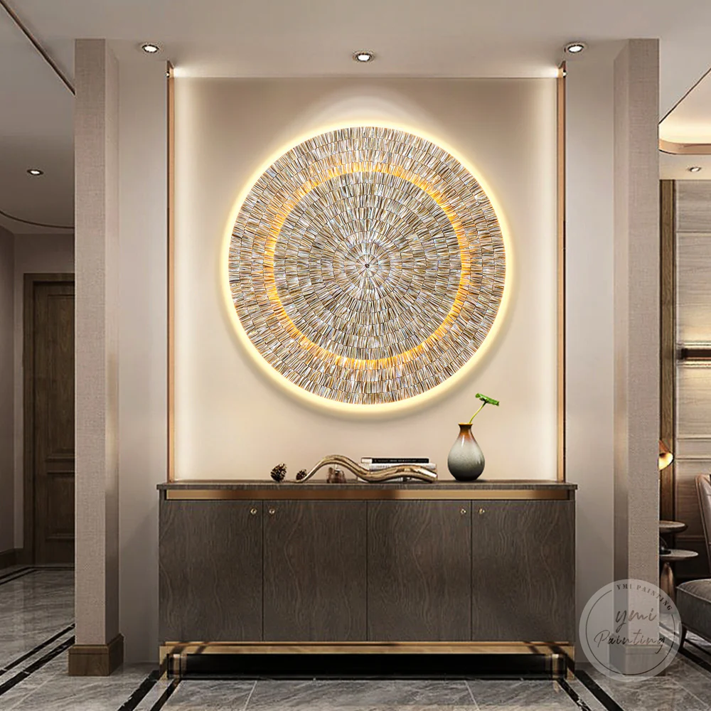 Dual-Layer Round LED Oyster Shell Wall Art