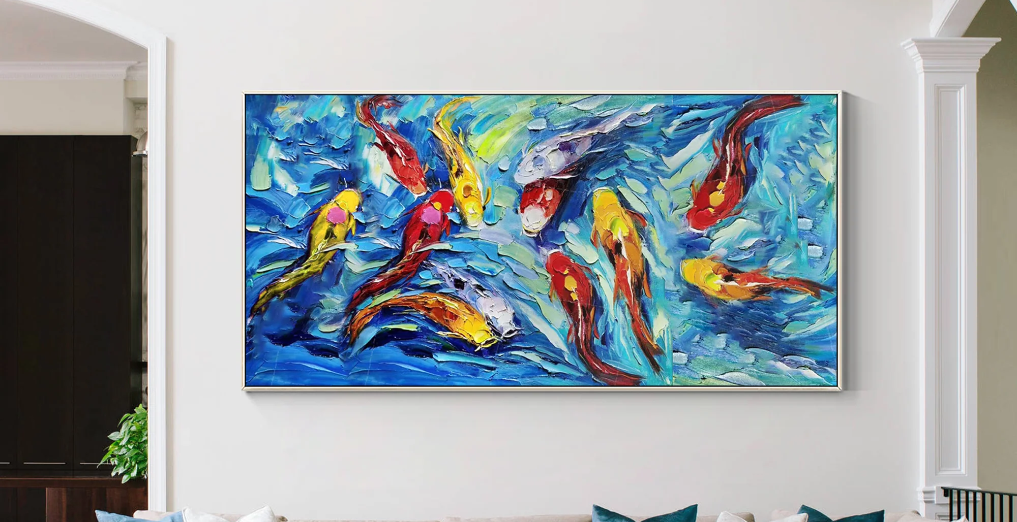 Koi fish painting on canvas