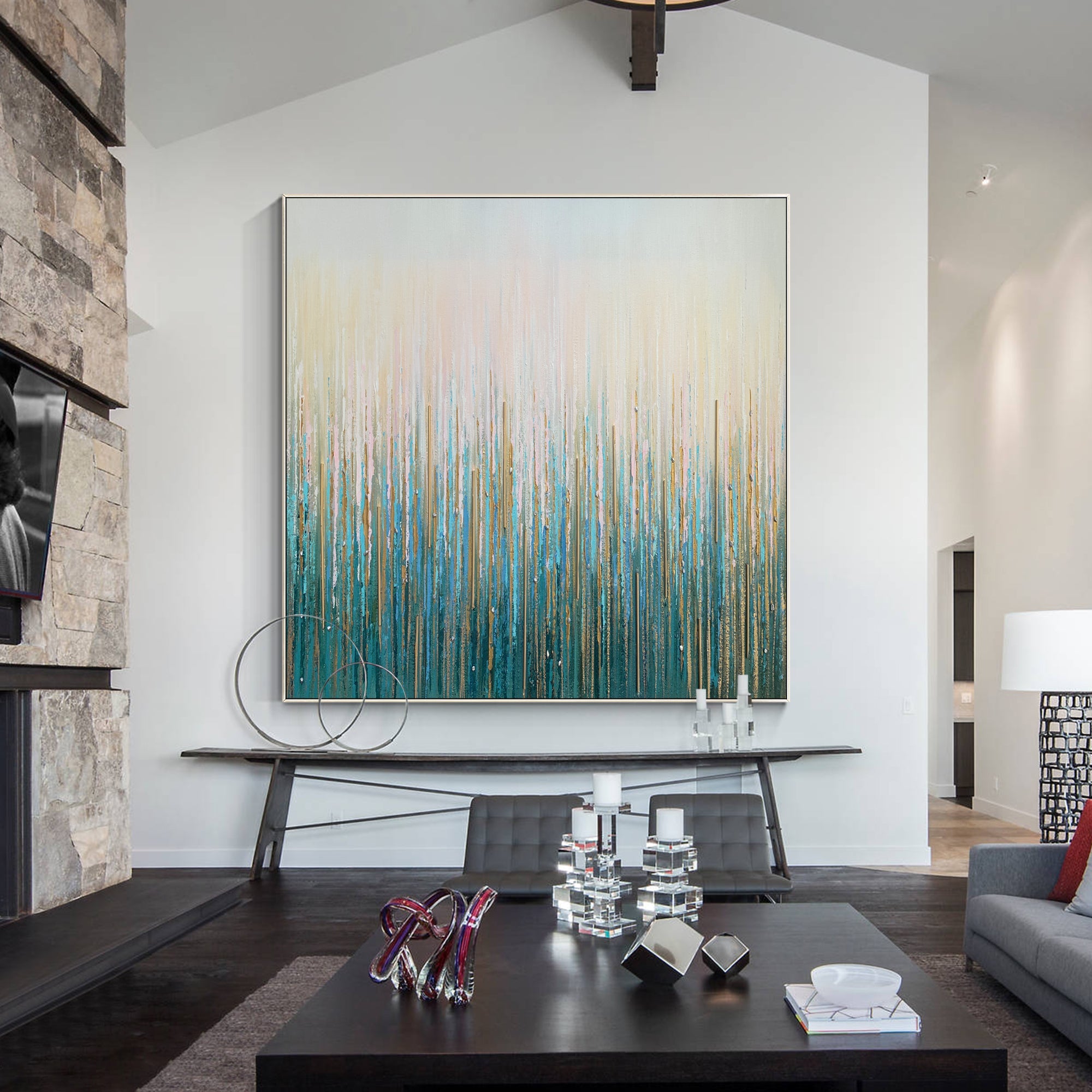 Teal Abstract Wall Art #YMA0216