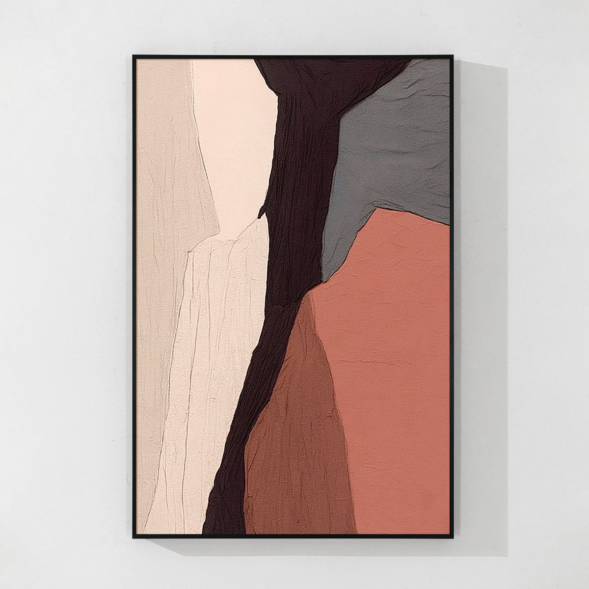 Handmade abstract textured canvas, warm terracotta palette