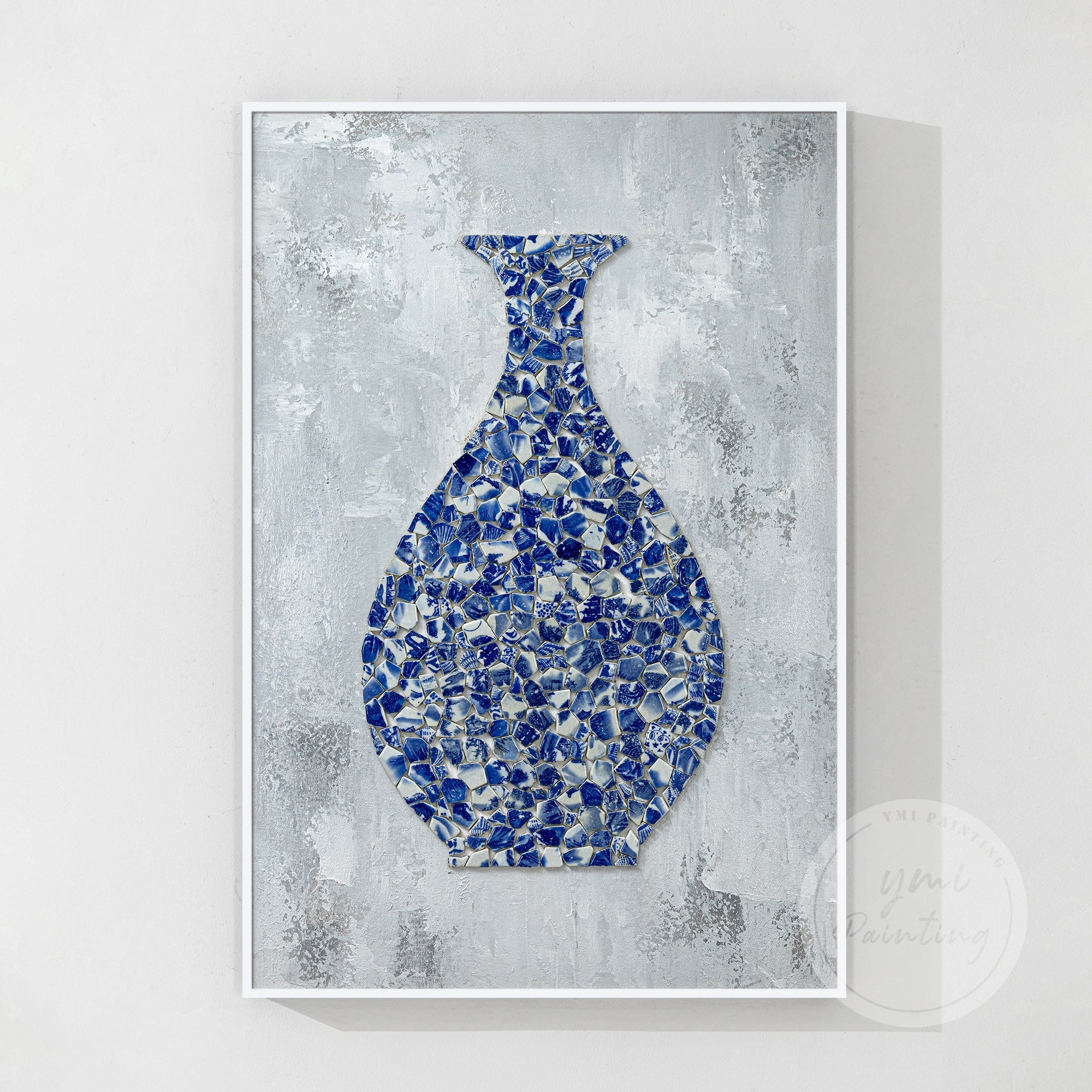 Antique Porcelain Fragment Wall Art in a rustic vintage frame, bringing history and artistry together.