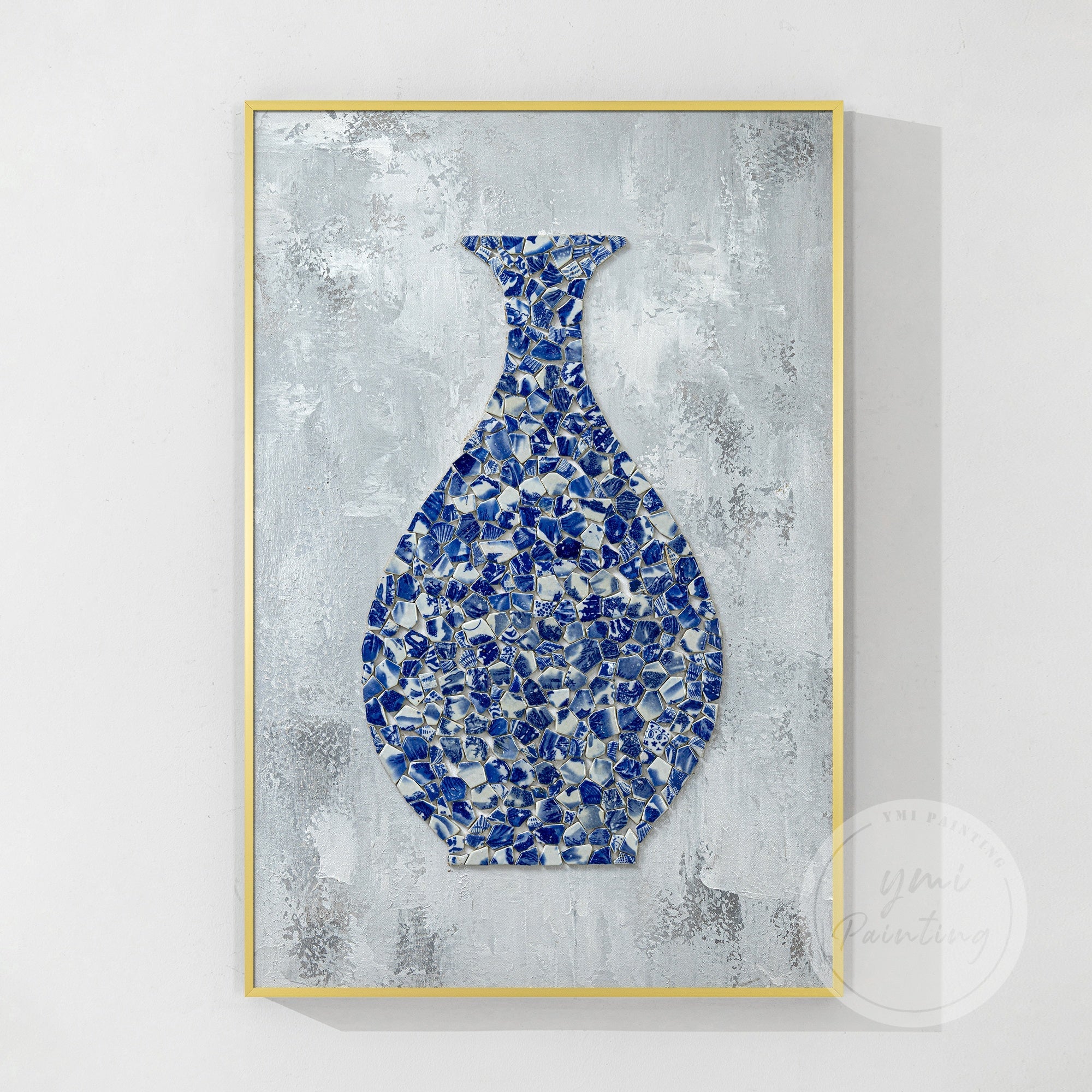Vintage Porcelain Pottery Wall Art showcasing intricate blue floral patterns with a rich historical touch.
