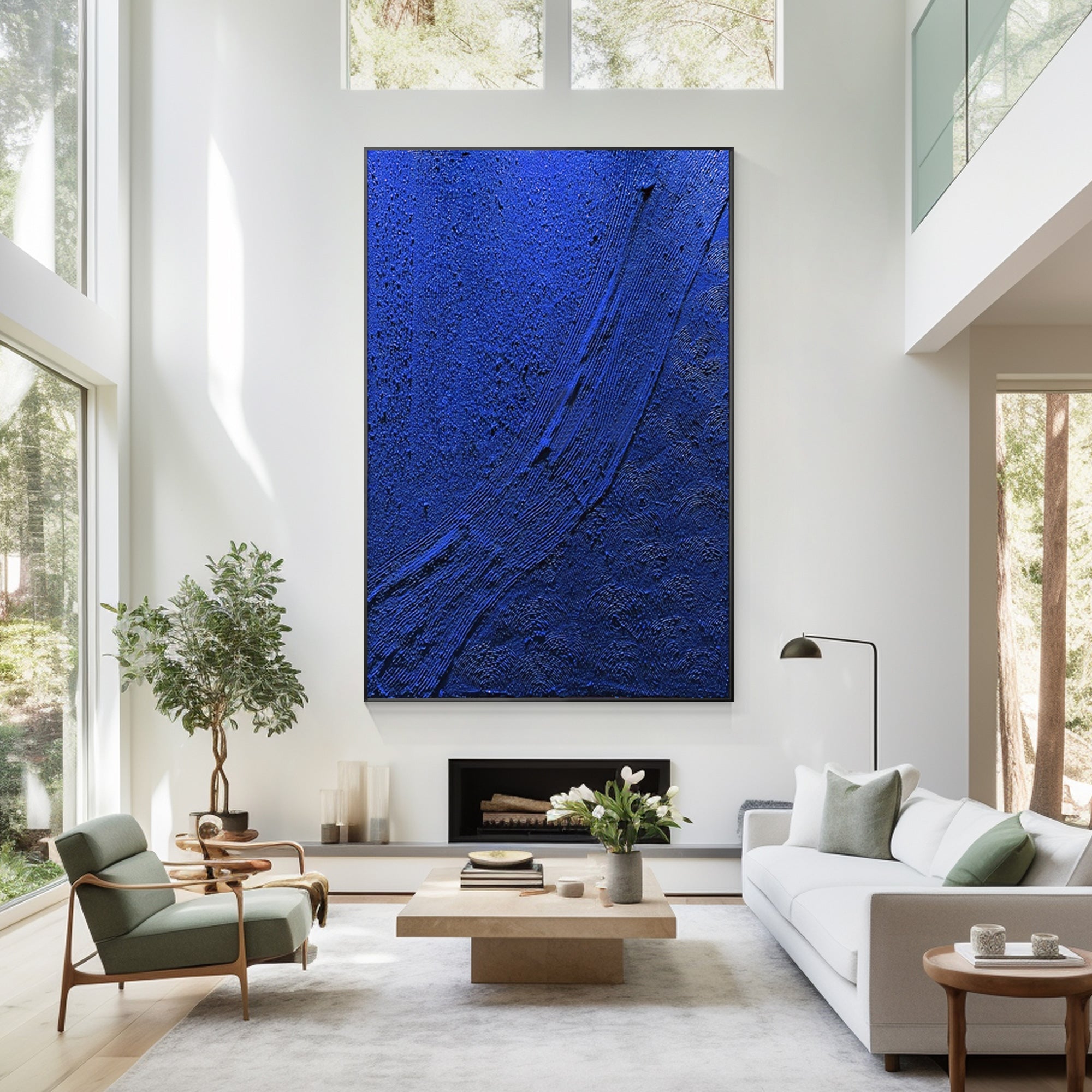 Arte de pared abstracto en azul eléctrico