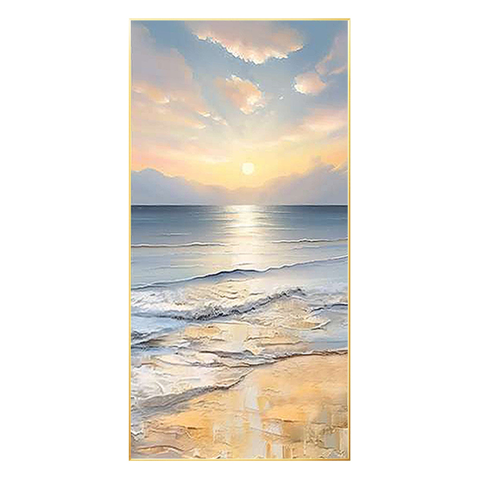 Seaside Textured Wall Art in ocean tones with hints of sunlight, creating depth and peaceful movement.