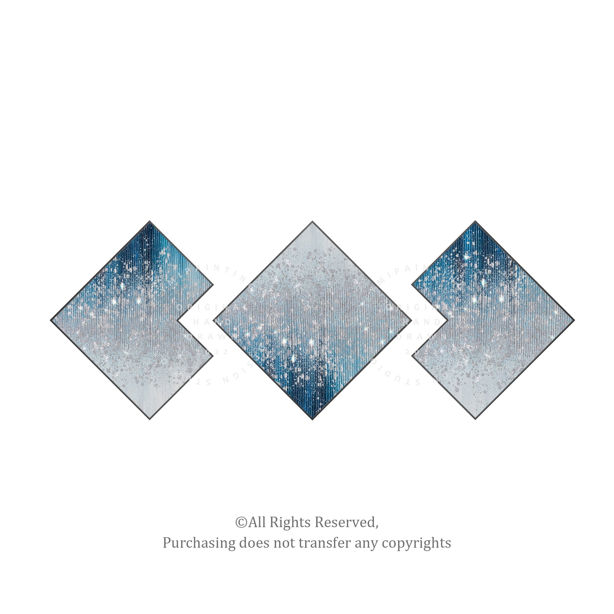 Glamorous three-piece navy blue glitter wall art set, perfect for contemporary and minimalist décor.