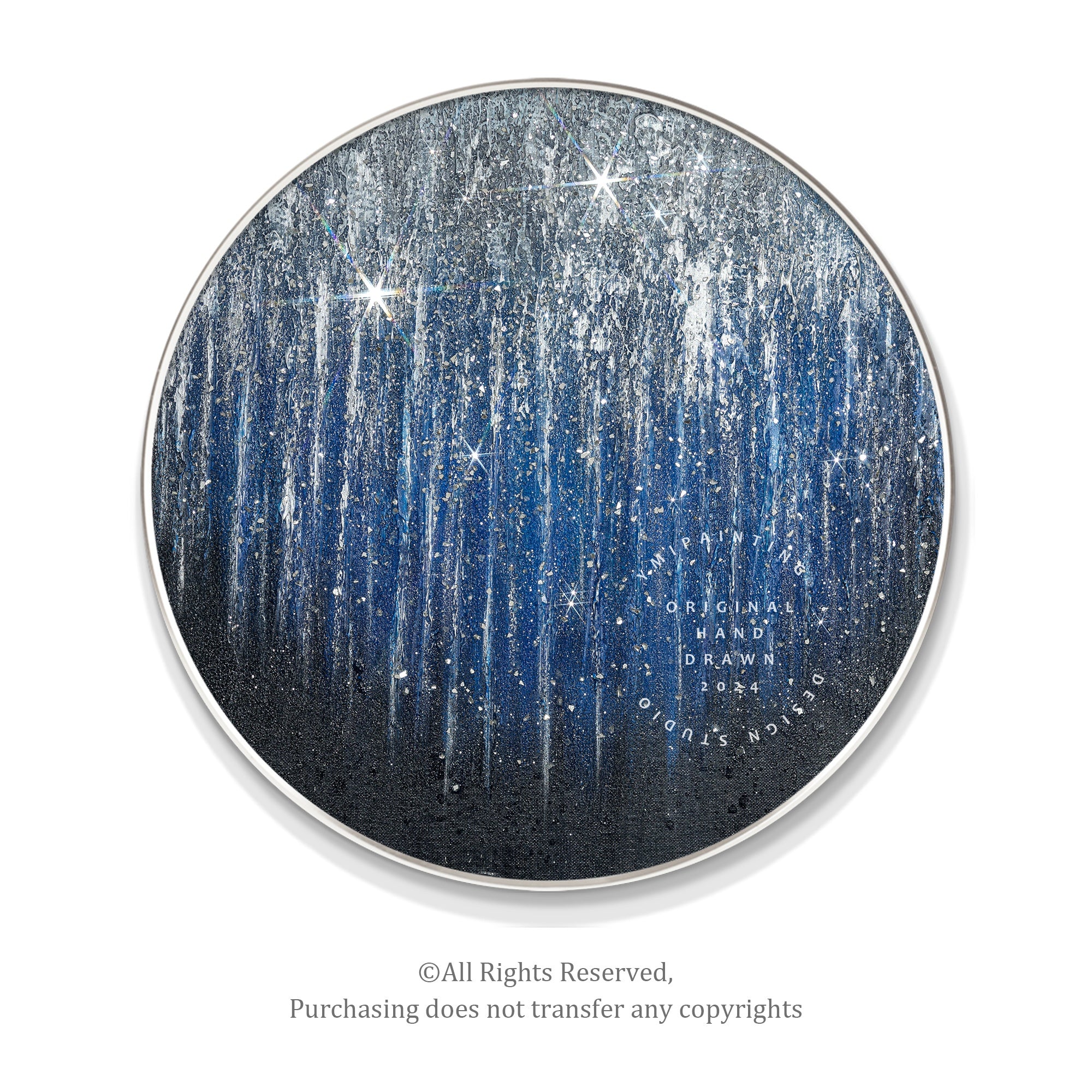 Textured glitter artwork with galaxy theme for home office, perfect for stargazing enthusiasts.