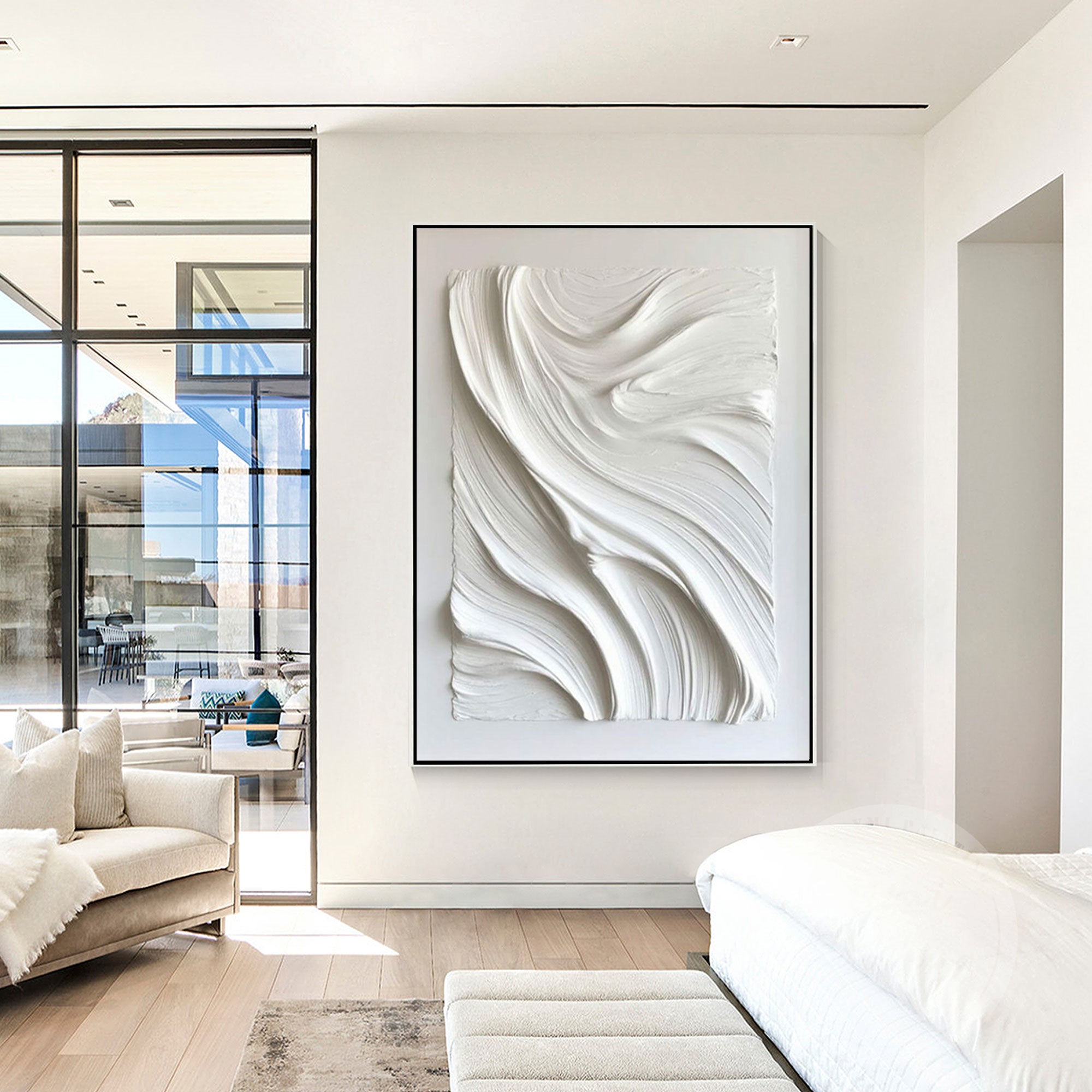 Hand painted wabi sabi minimalist sculpture canvas art