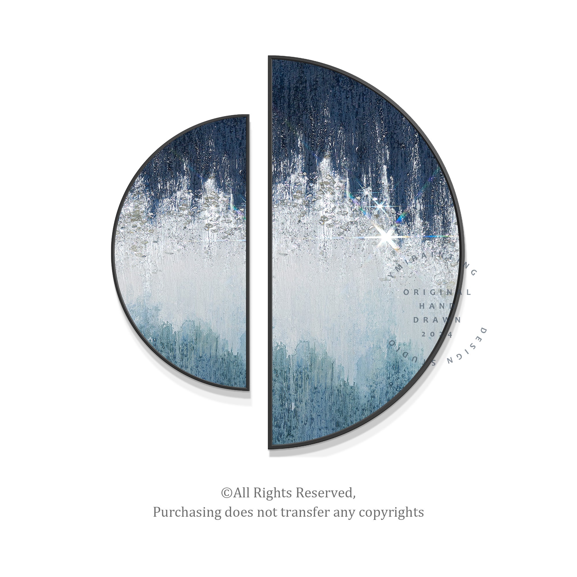 Teal and Navy Blue Abstract Wall Art