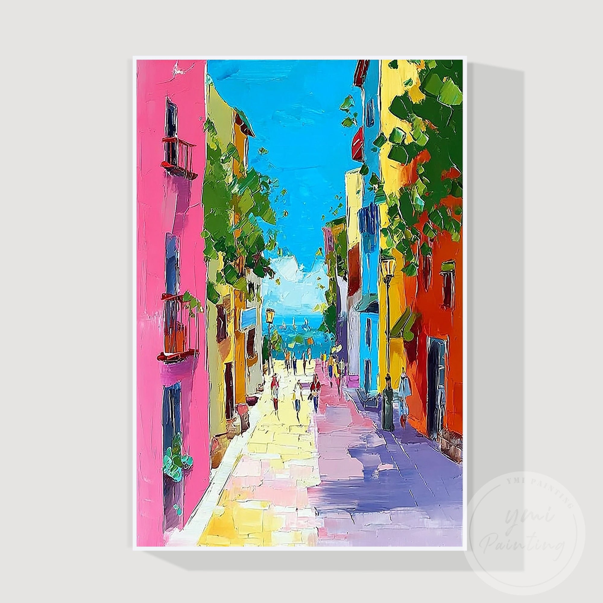 Contemporary colorful Venice city painting for home interior