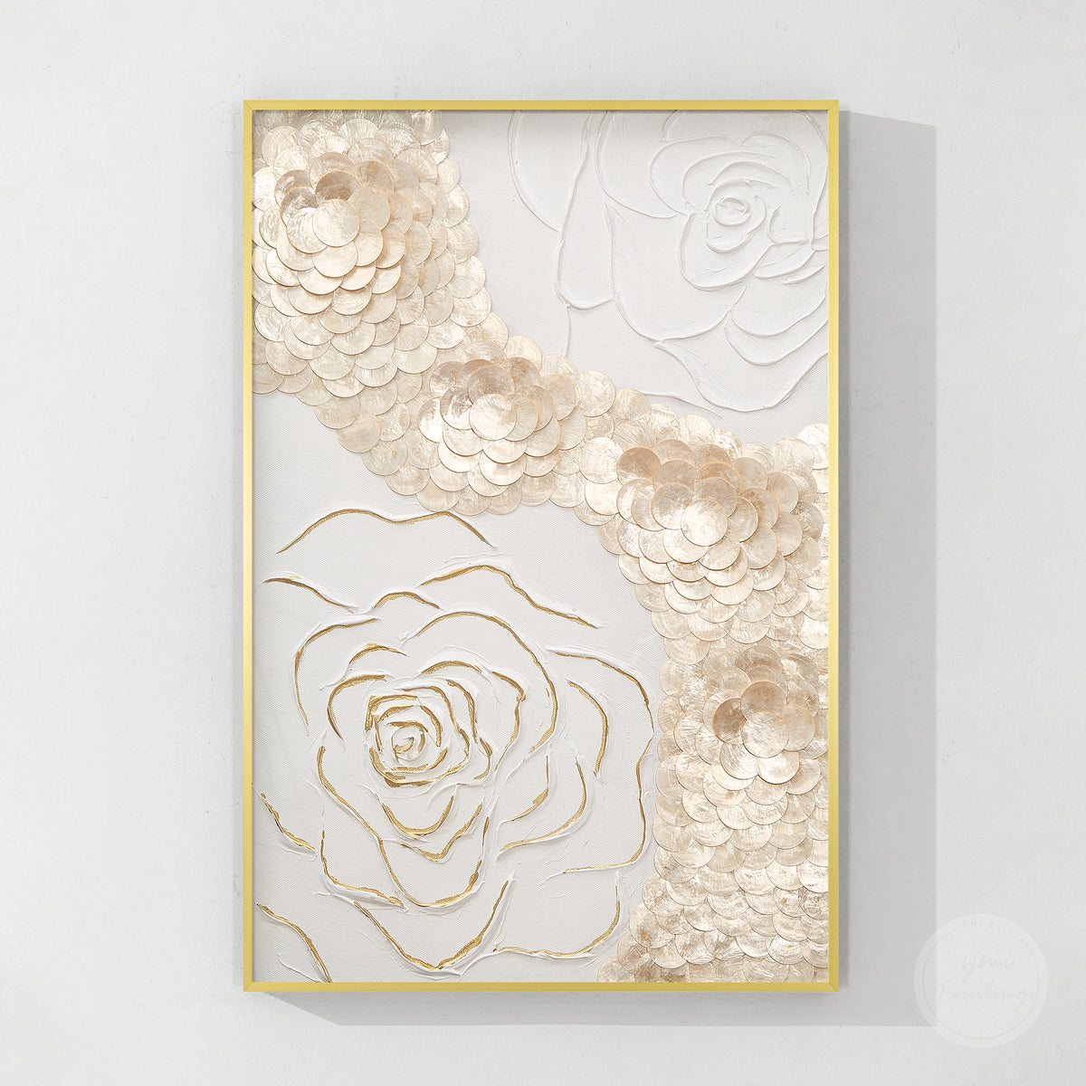 3D Capiz flower seashell art shadow box wall decor