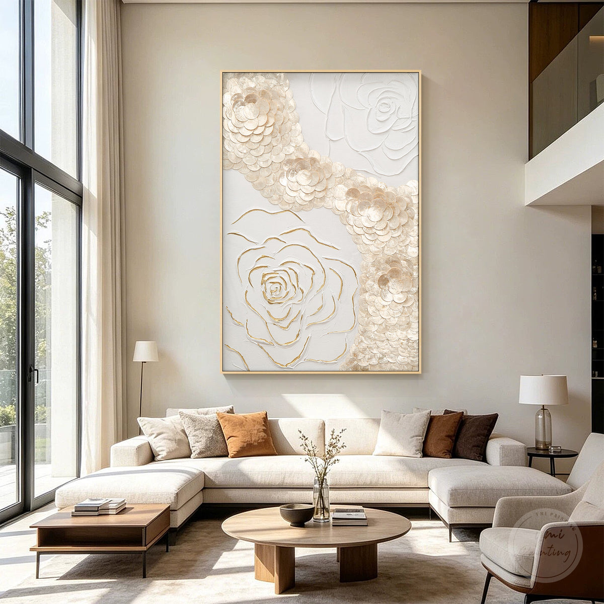 Natural Capiz shell flower wall decor for coastal home interiors