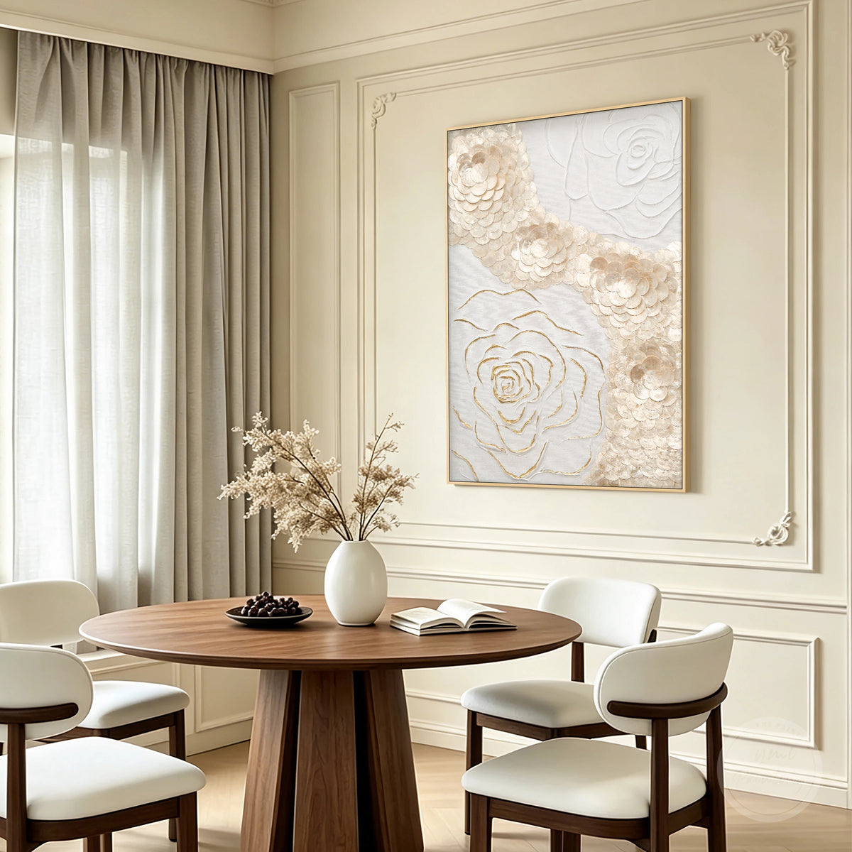 Luxury seashell wall art featuring handcrafted 3D Capiz flowers