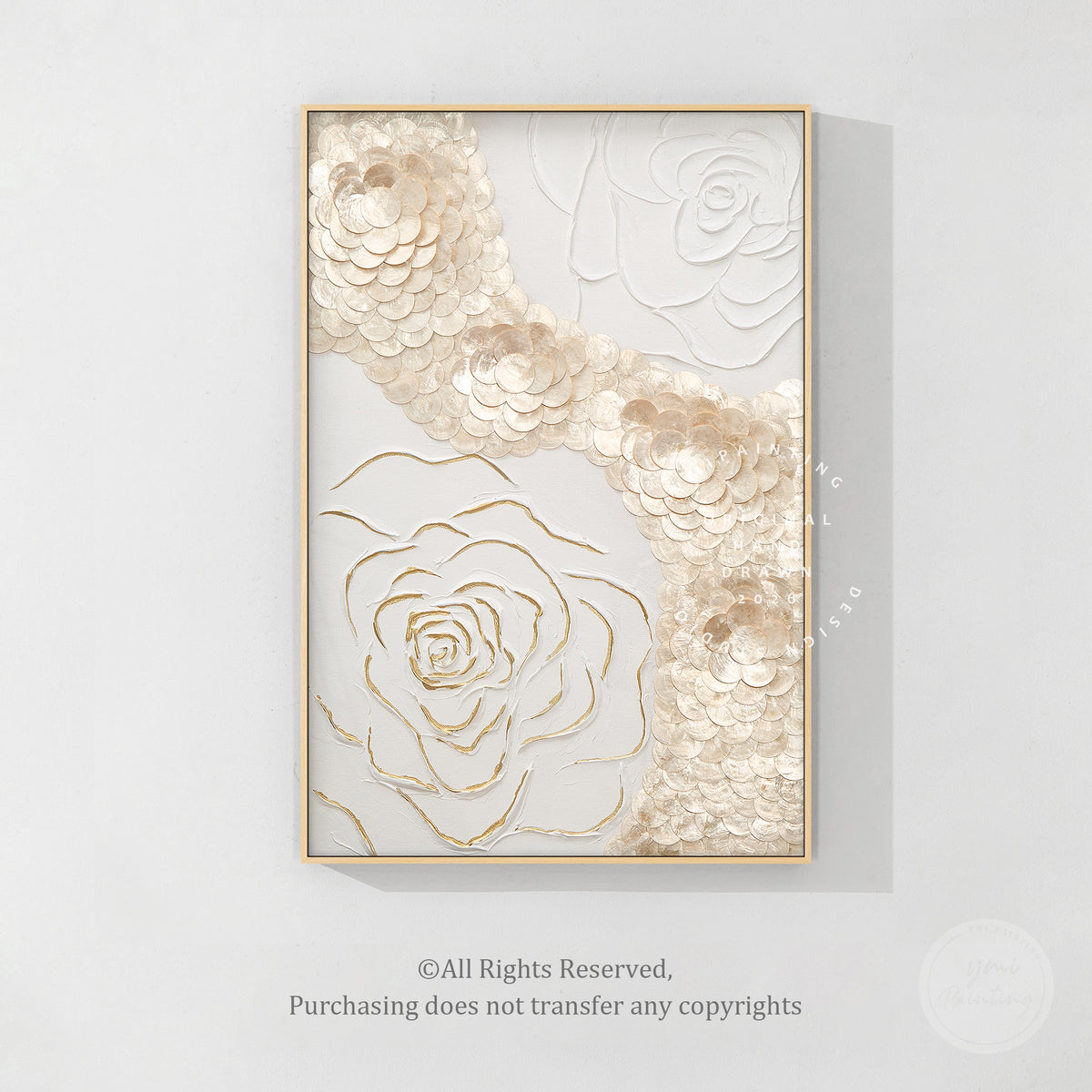 Unique handcrafted Capiz flower shadow box art for bedroom and entryway