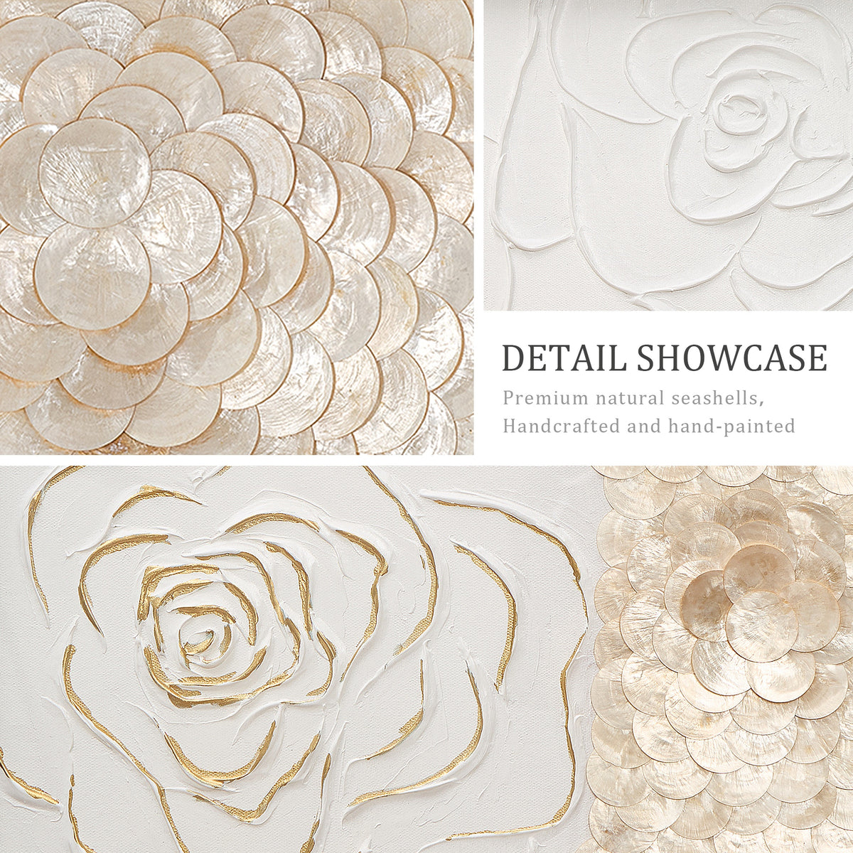 Elegant 3D seashell flower artwork in a decorative shadow box