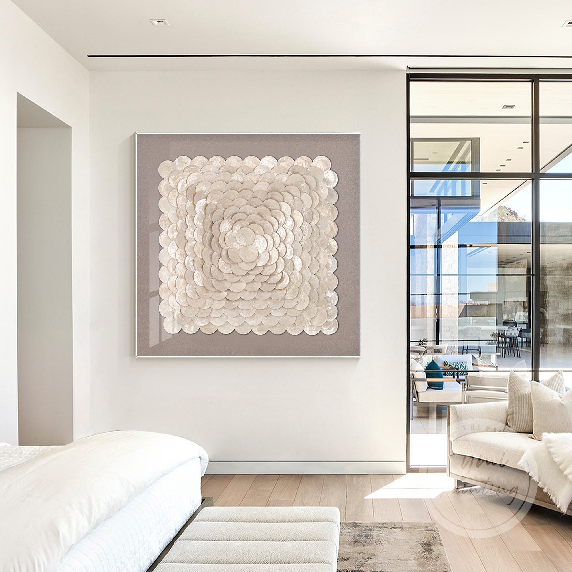 Original 3D gold shell wall art with mother of pearl design