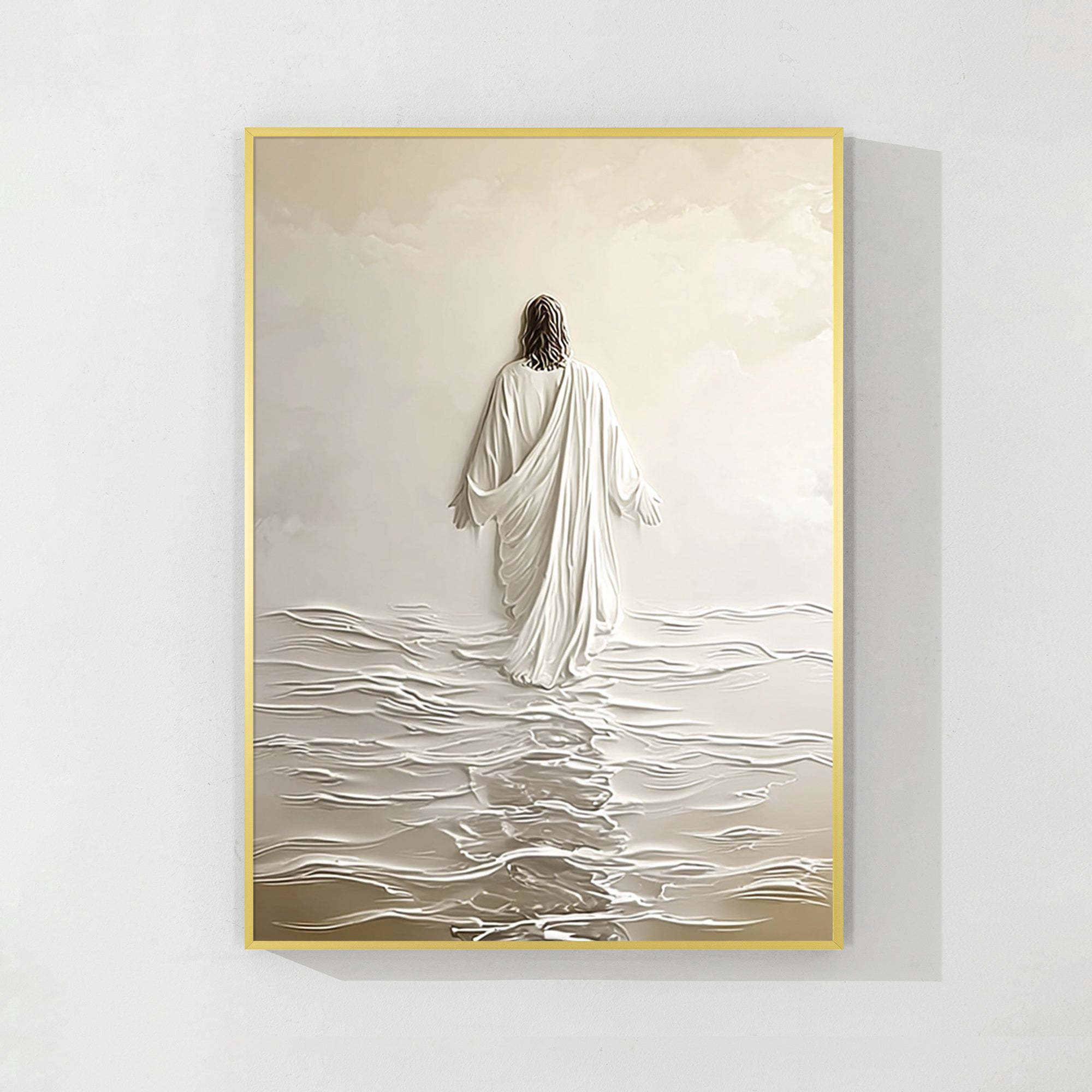 3D Jesus walking on water wall art minimalist Christian decor