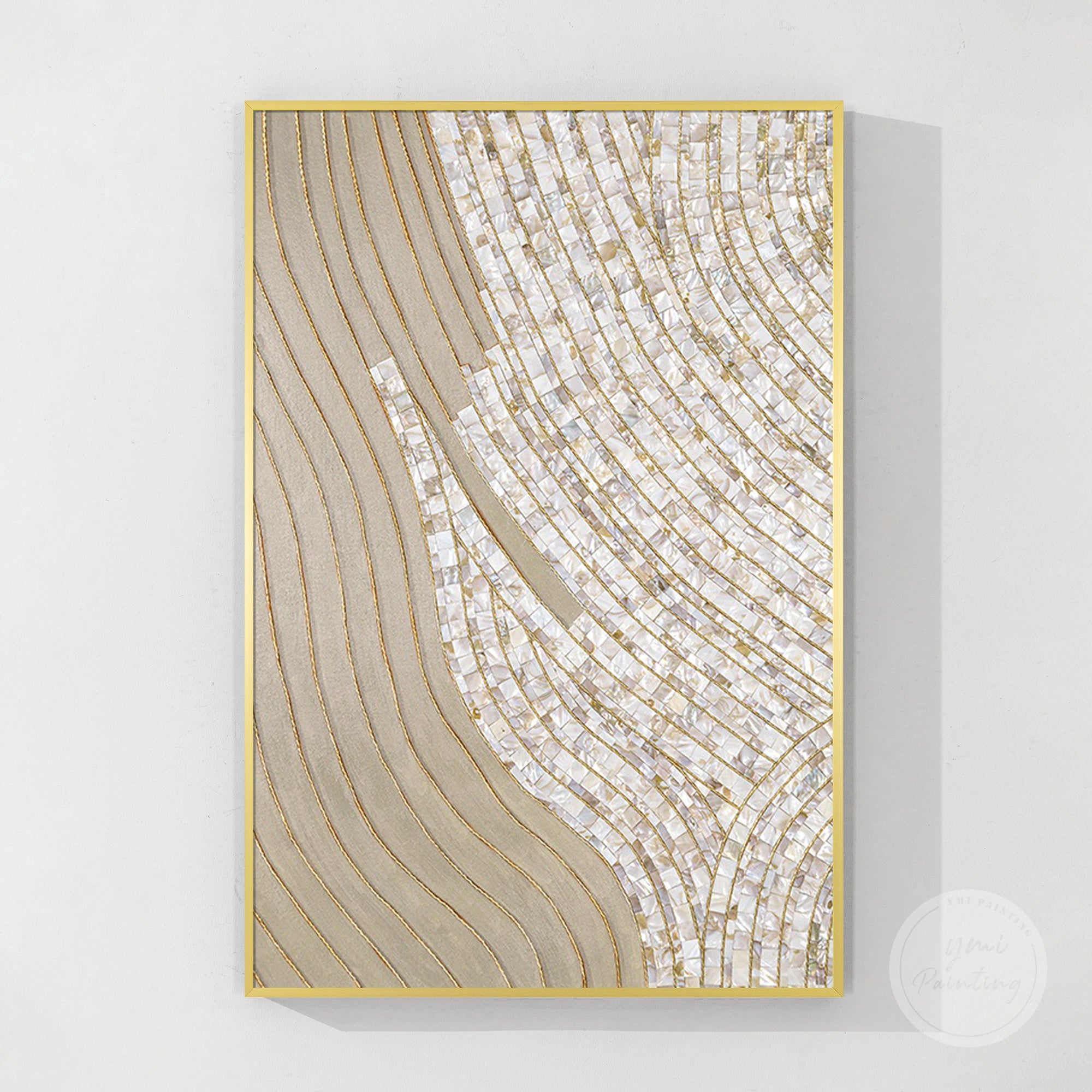 Elegant Mother of Pearl and gold wall art, ideal birthday or wedding present.