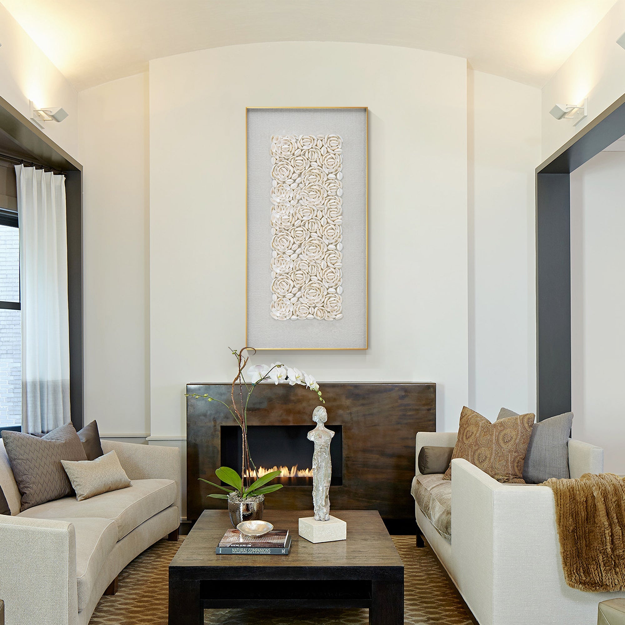 Arte decorativo de pared con forma de flor de concha en 3D