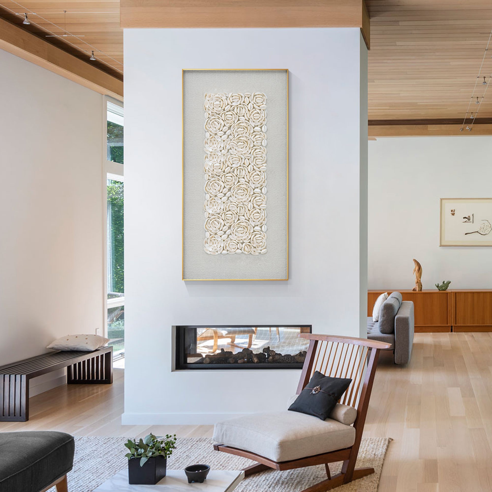 Arte decorativo de pared con forma de flor de concha en 3D