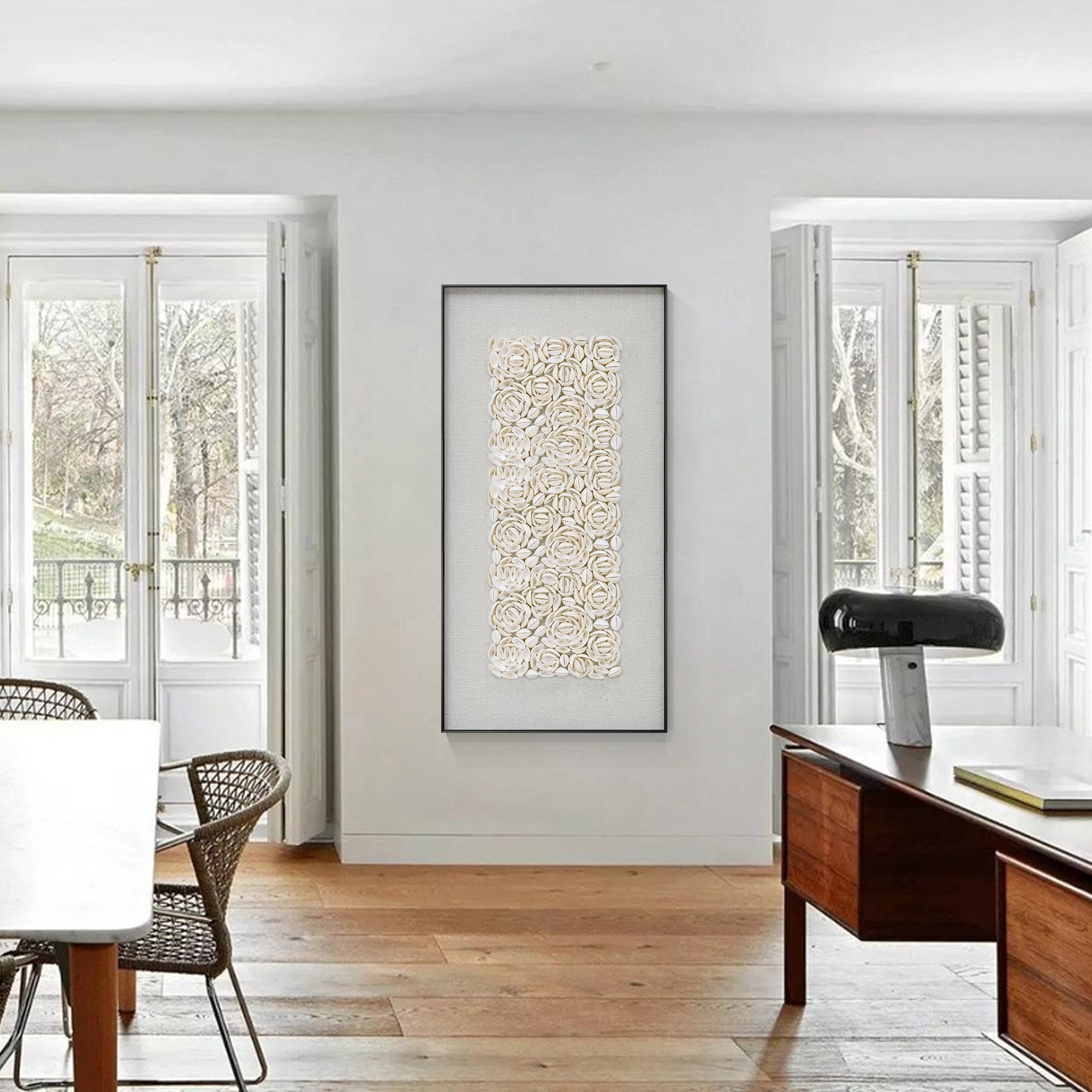 Arte decorativo de pared con forma de flor de concha en 3D