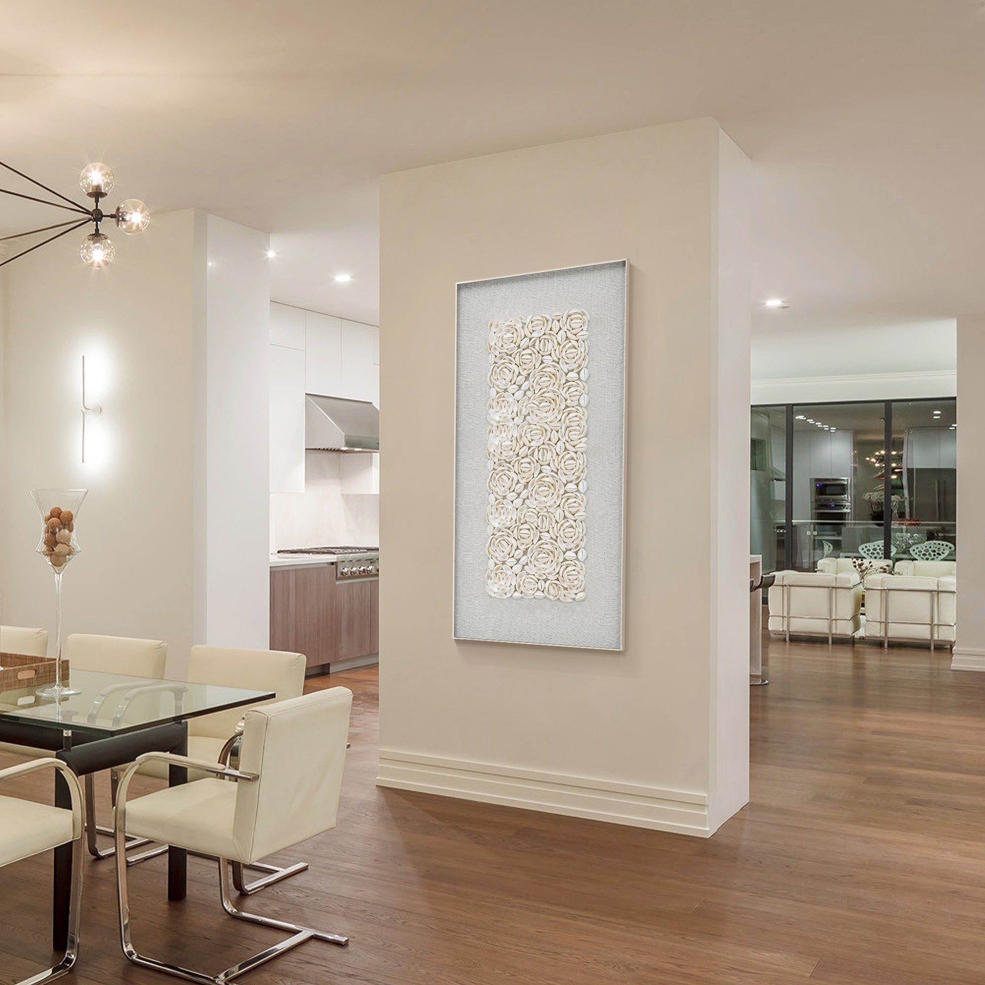 Arte decorativo de pared con forma de flor de concha en 3D