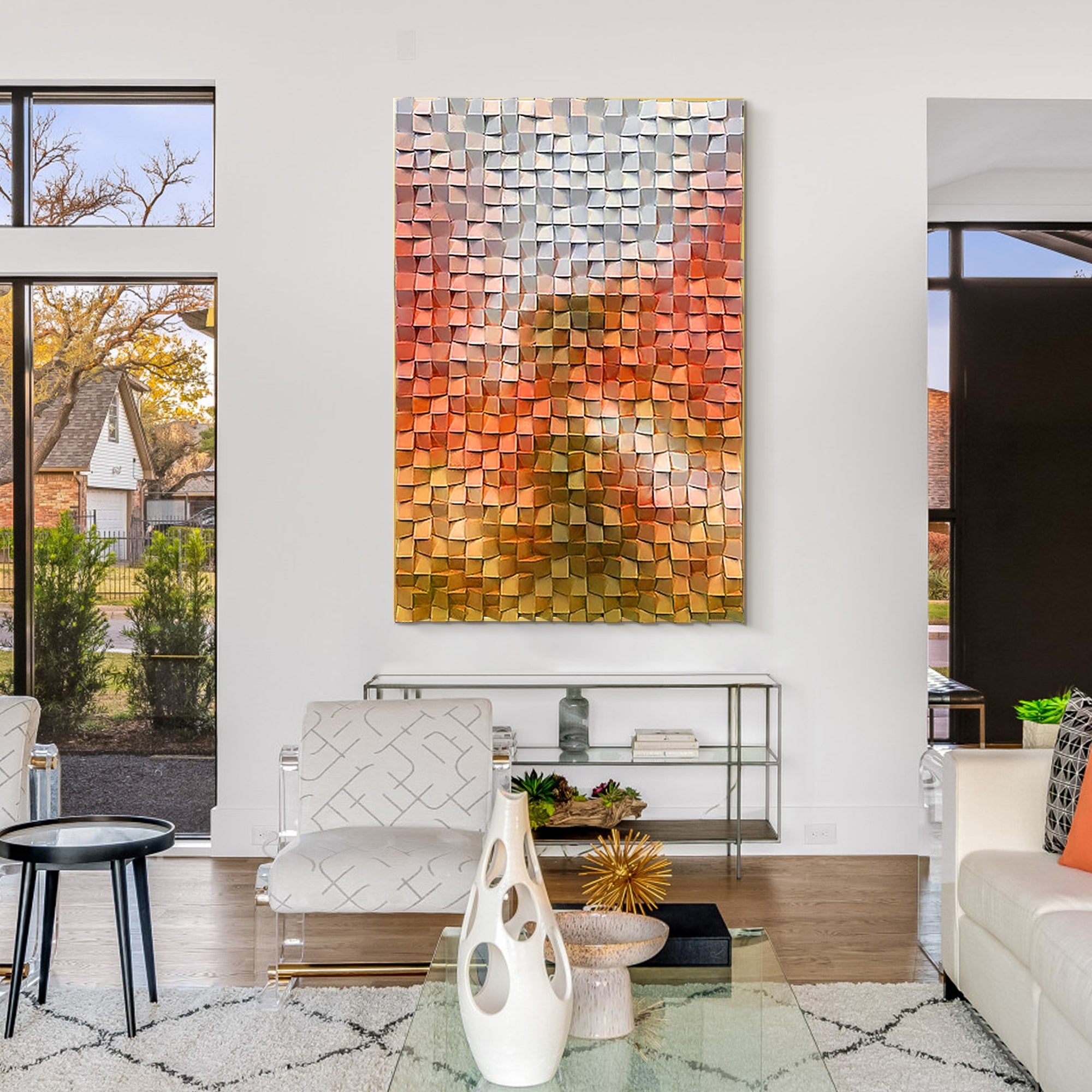 Oranje gradiënt houtkunst #FW001