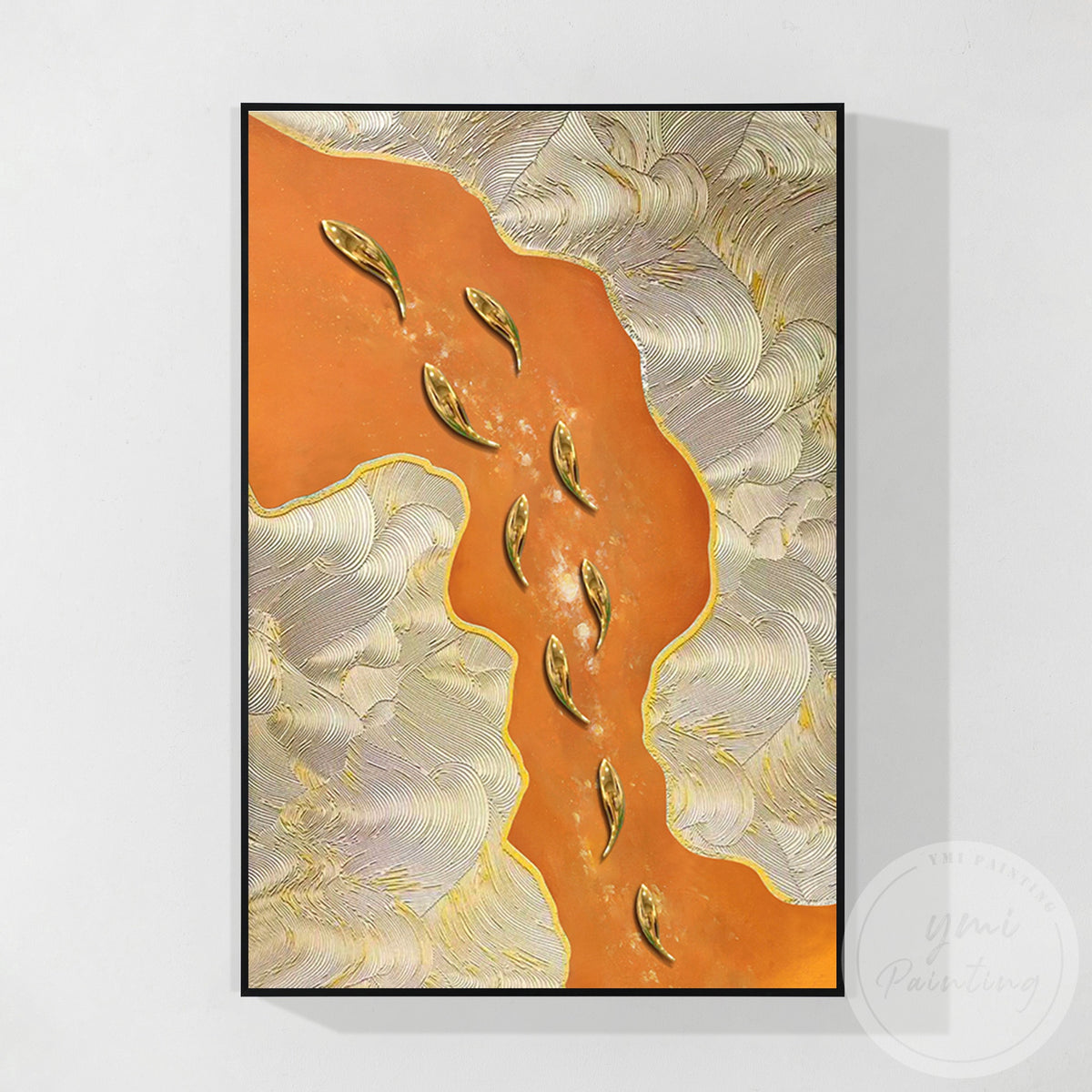 Luxury abstract fish artwork for bedroom and entryway decor