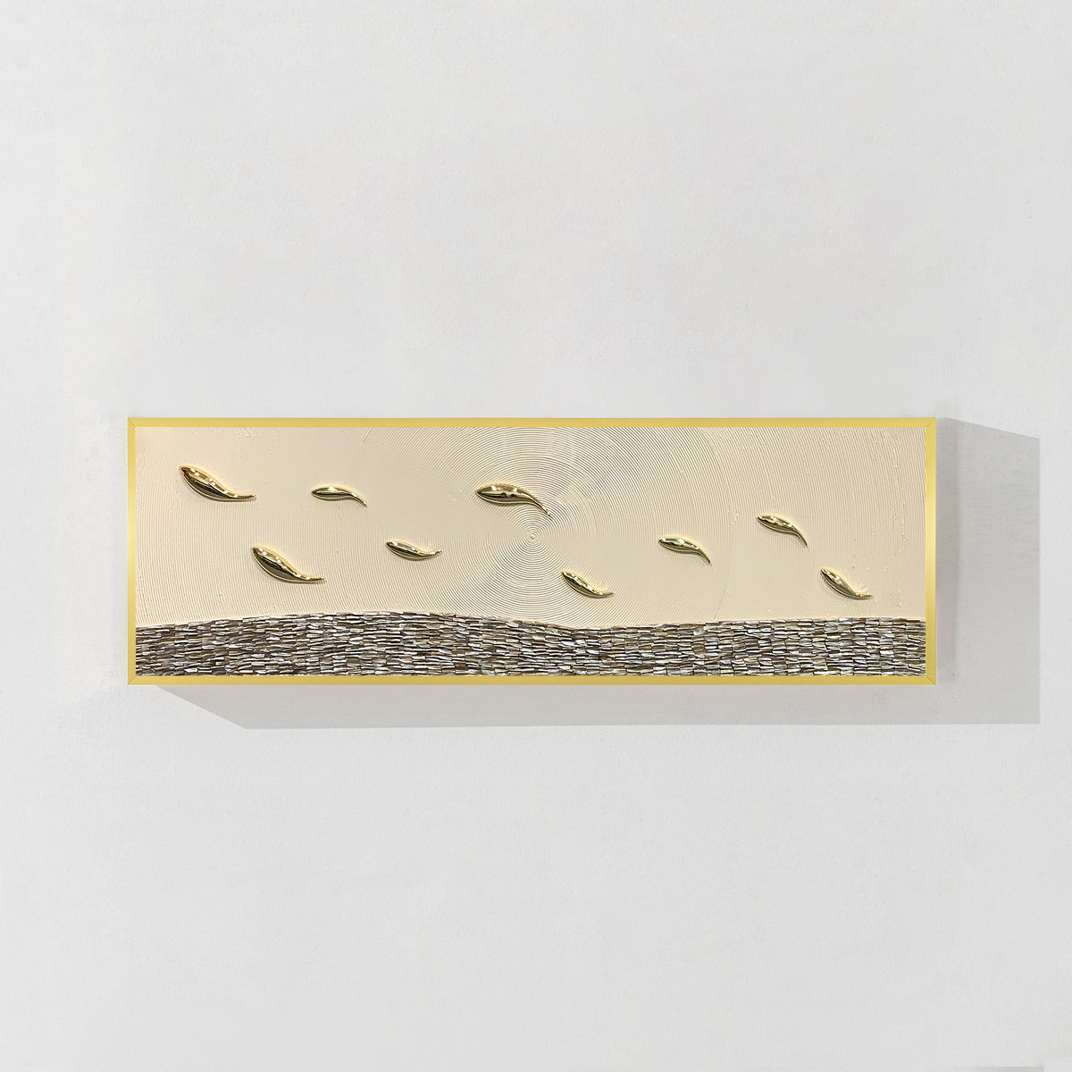 3D gold fish abstract painting shell textured canvas wall art