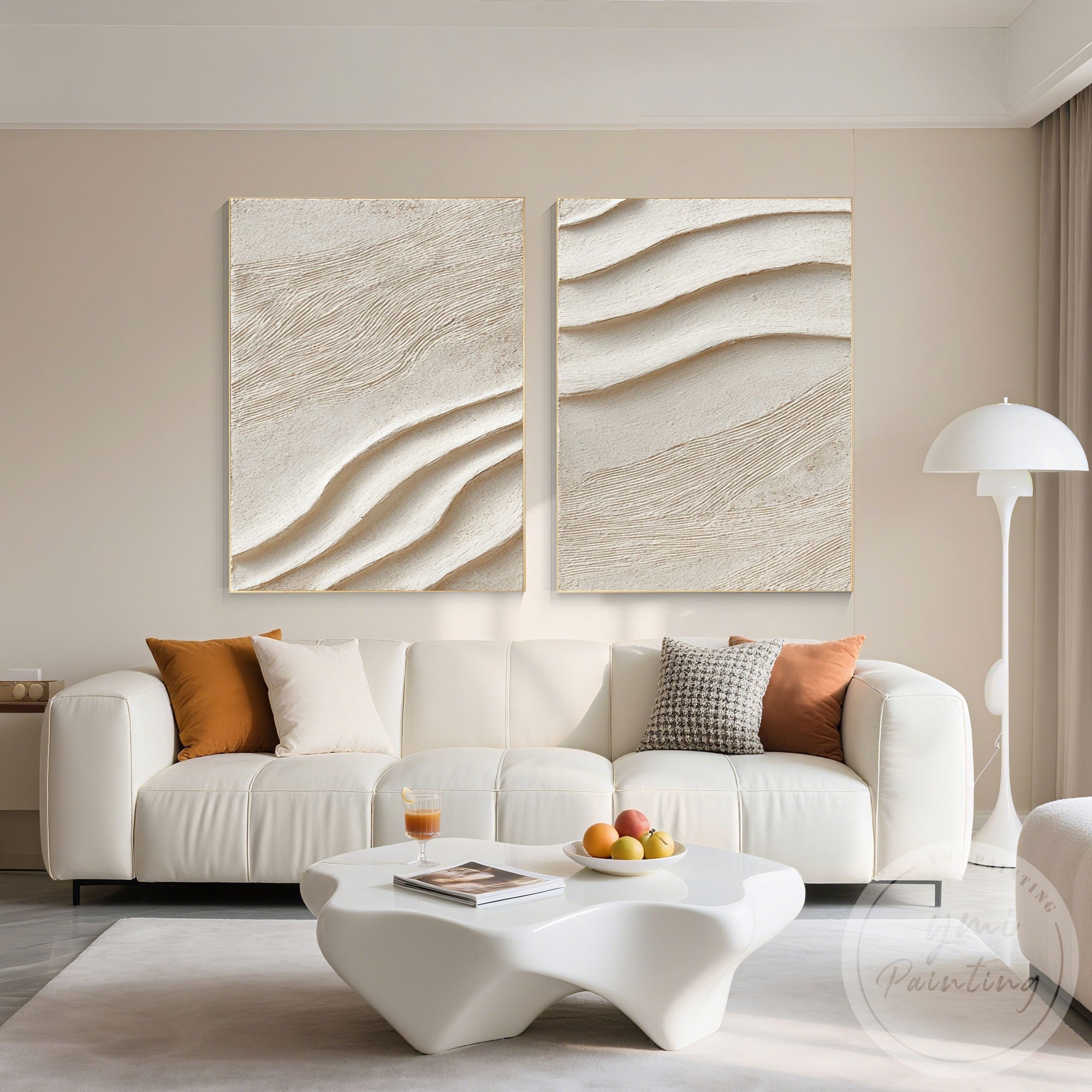 Minimalist Wabi Sabi Japandi wall decor with sand texture