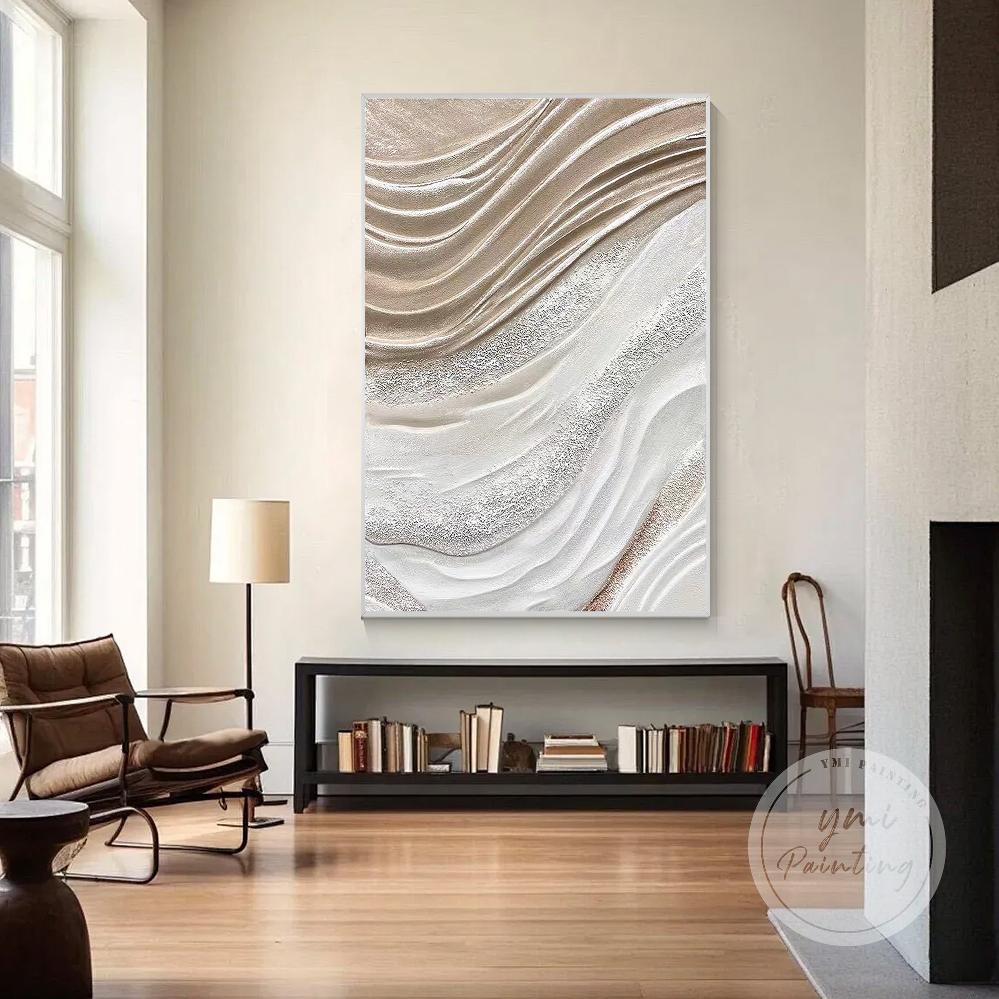 Textured wave painting neutral