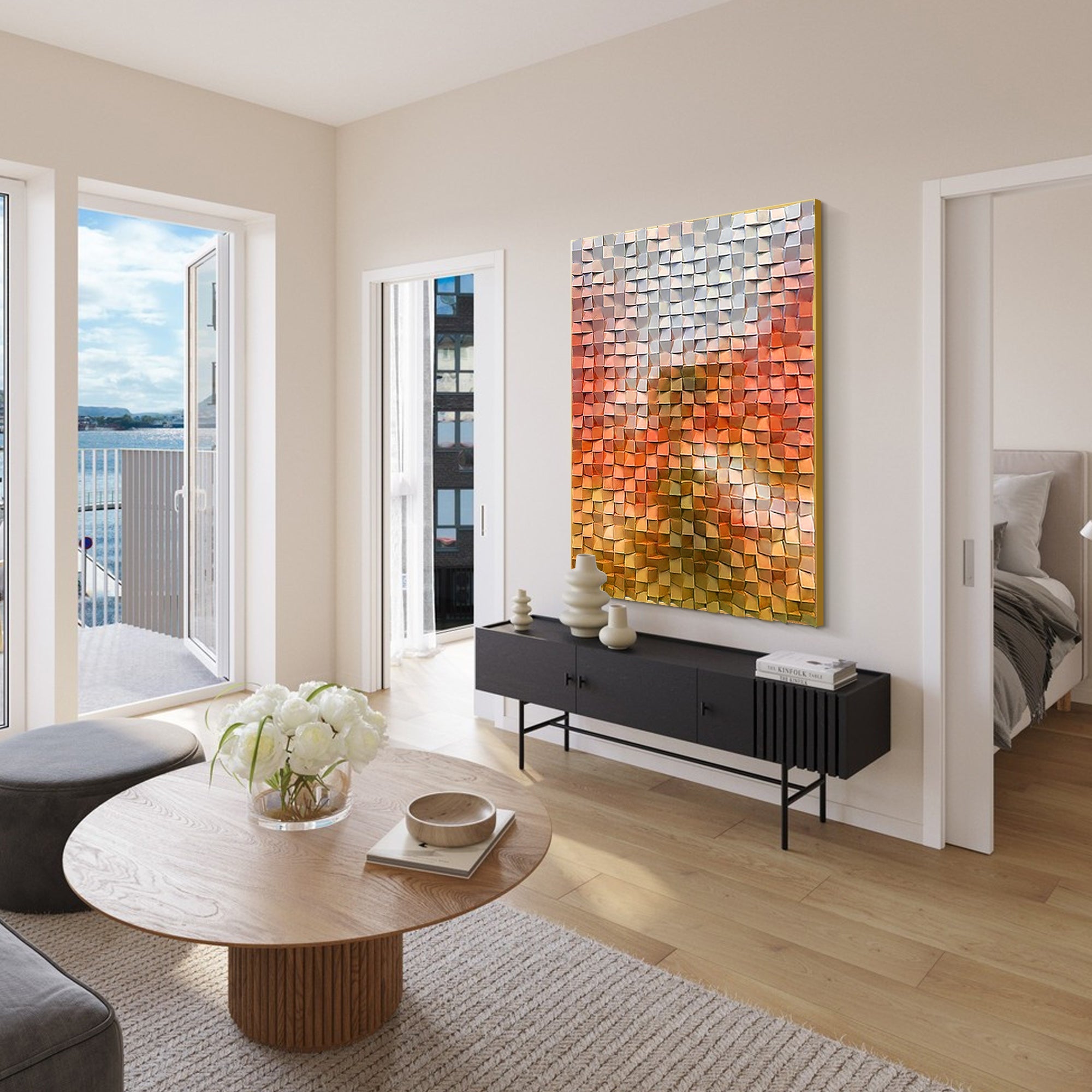 Oranje gradiënt houtkunst #FW001