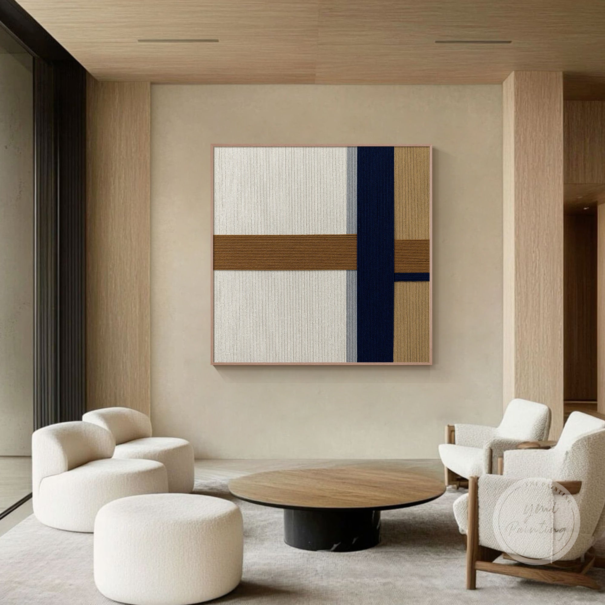 Neutral tone macrame wall art with modern fiber texture and boho vibe.