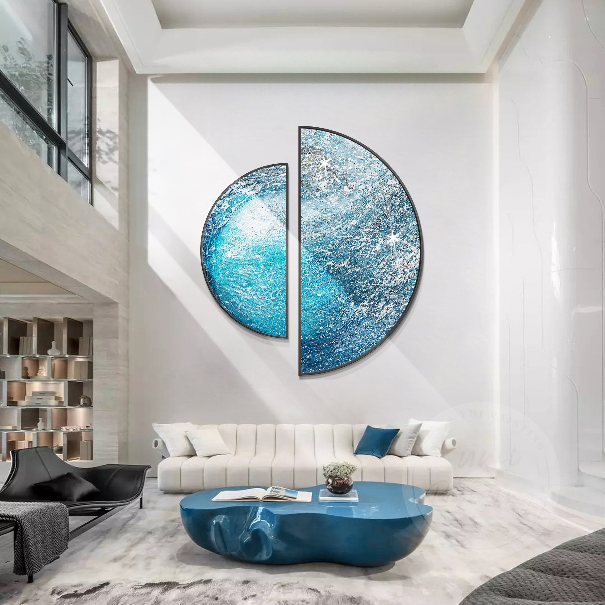 Teal and Navy Blue Abstract Wall Art