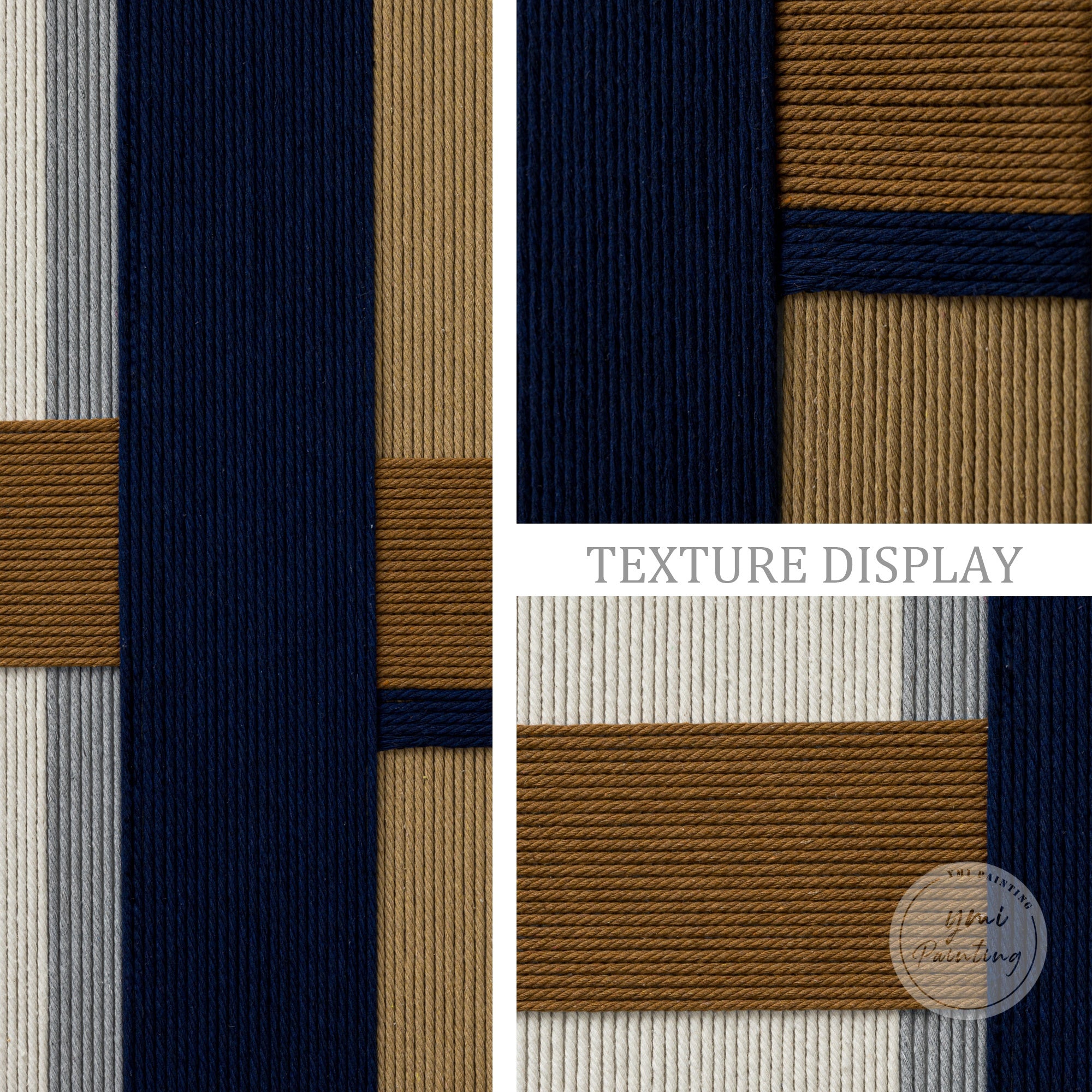 Neutral woven yarn art for bohemian, Scandinavian, or Japandi spaces.