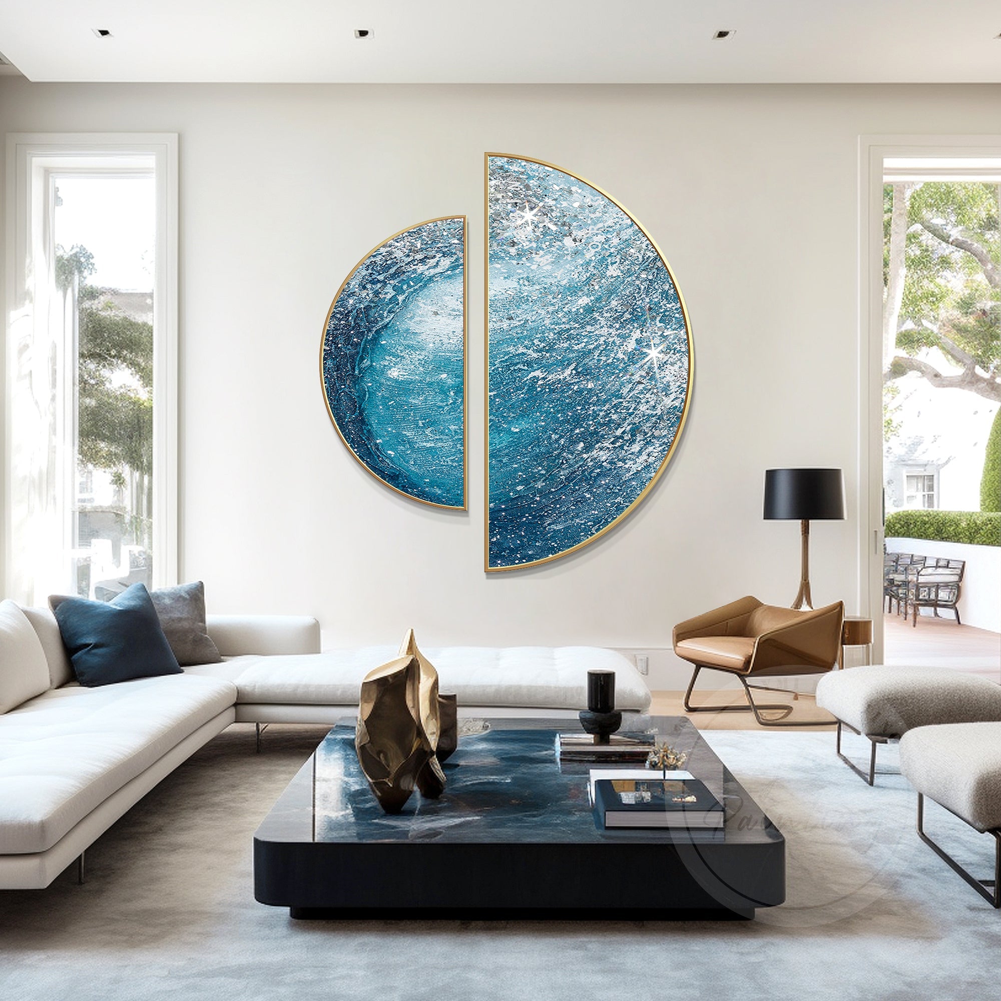 Teal and Navy Blue Wall Art