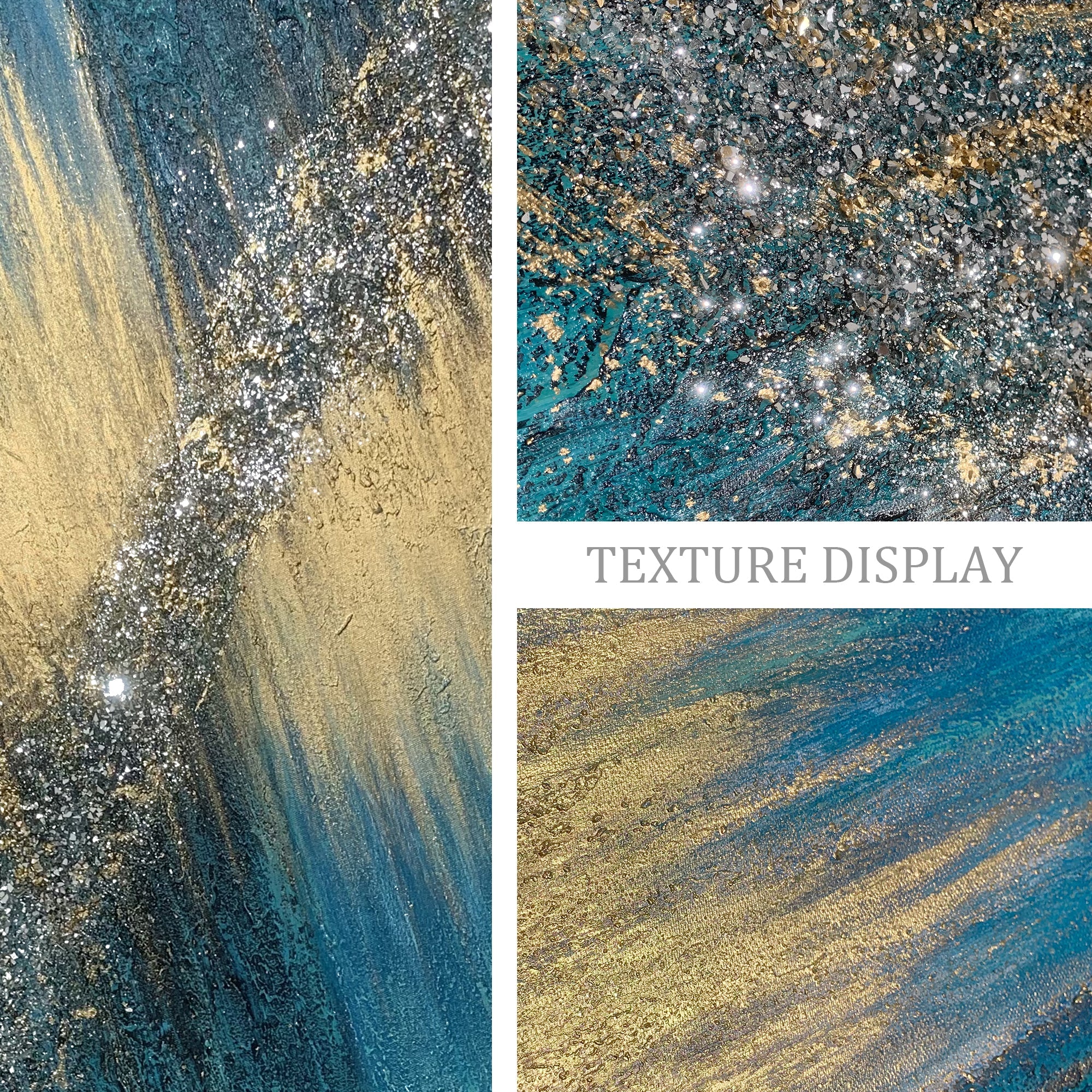 ティールゴールドリーフとグリッターアート #YMA0235