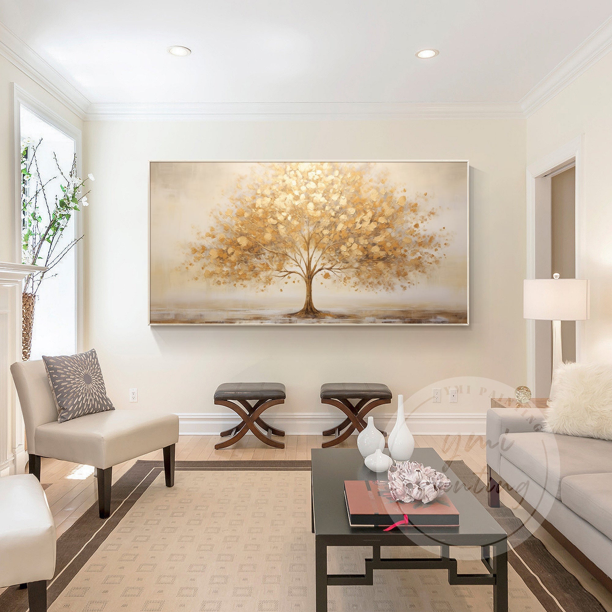gold leaf abstract wall art