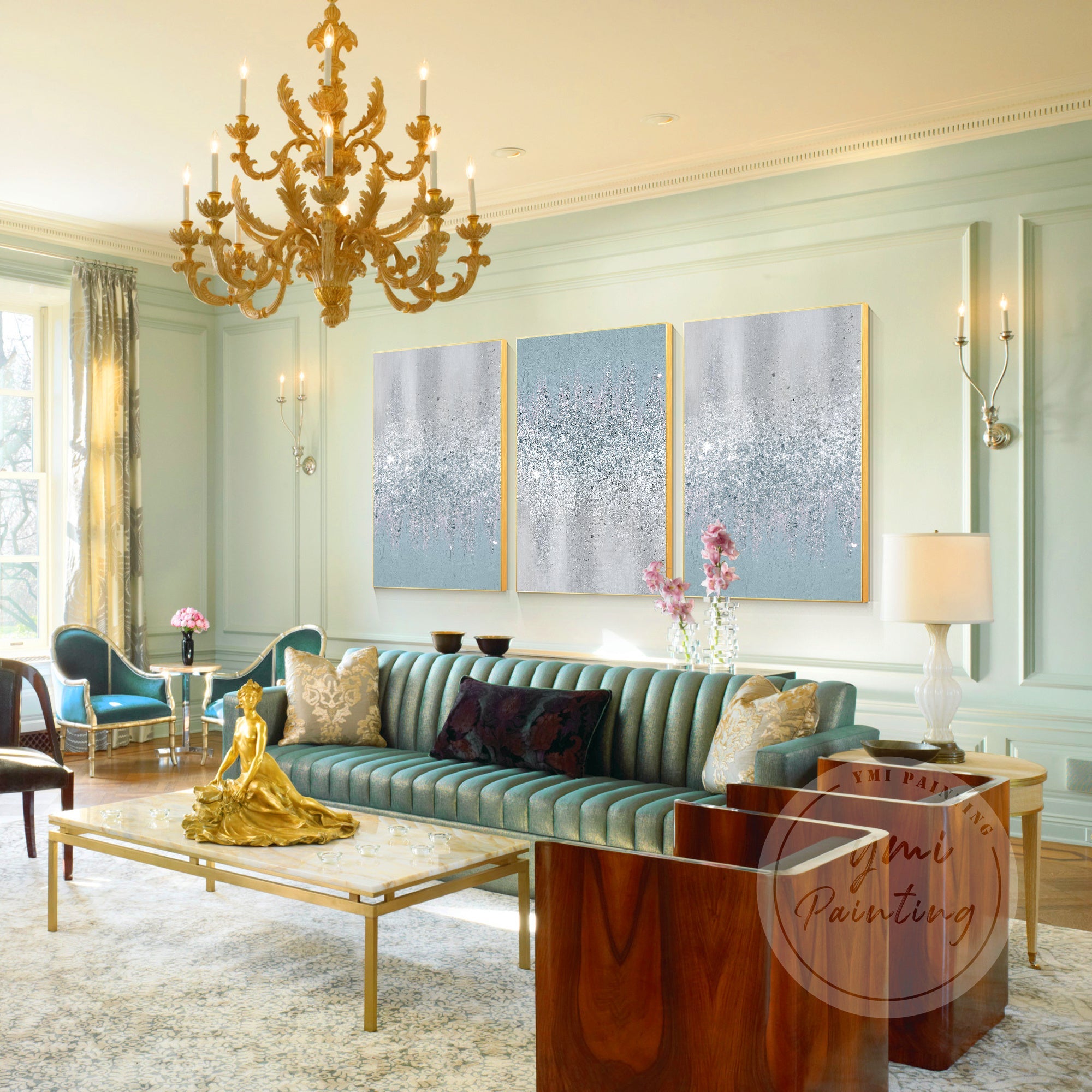 Giltter Light Blue Texured Painting