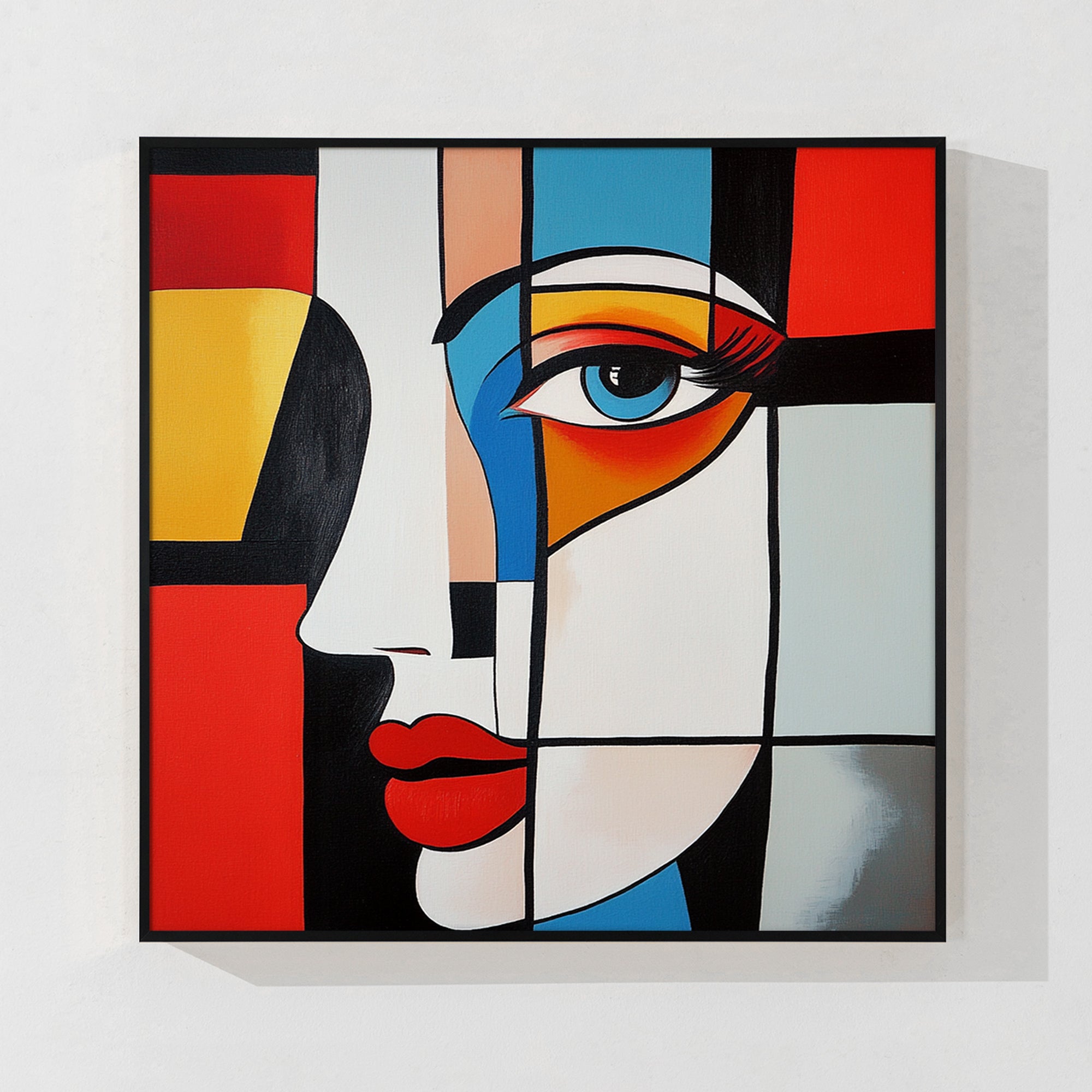 Colorful Cubist Abstract Face Wall Art