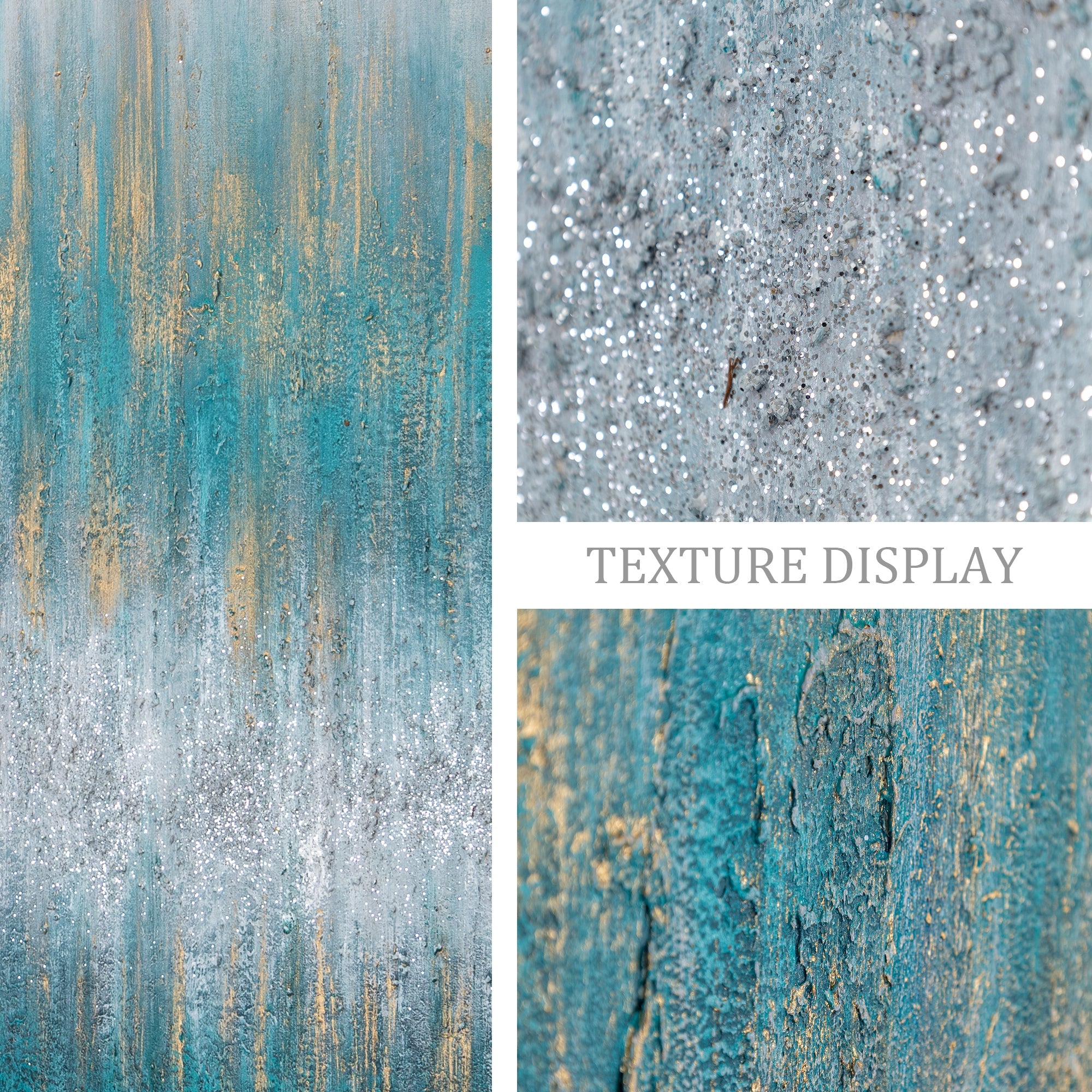 ティールゴールドグリッターウォールアート #YMA0312