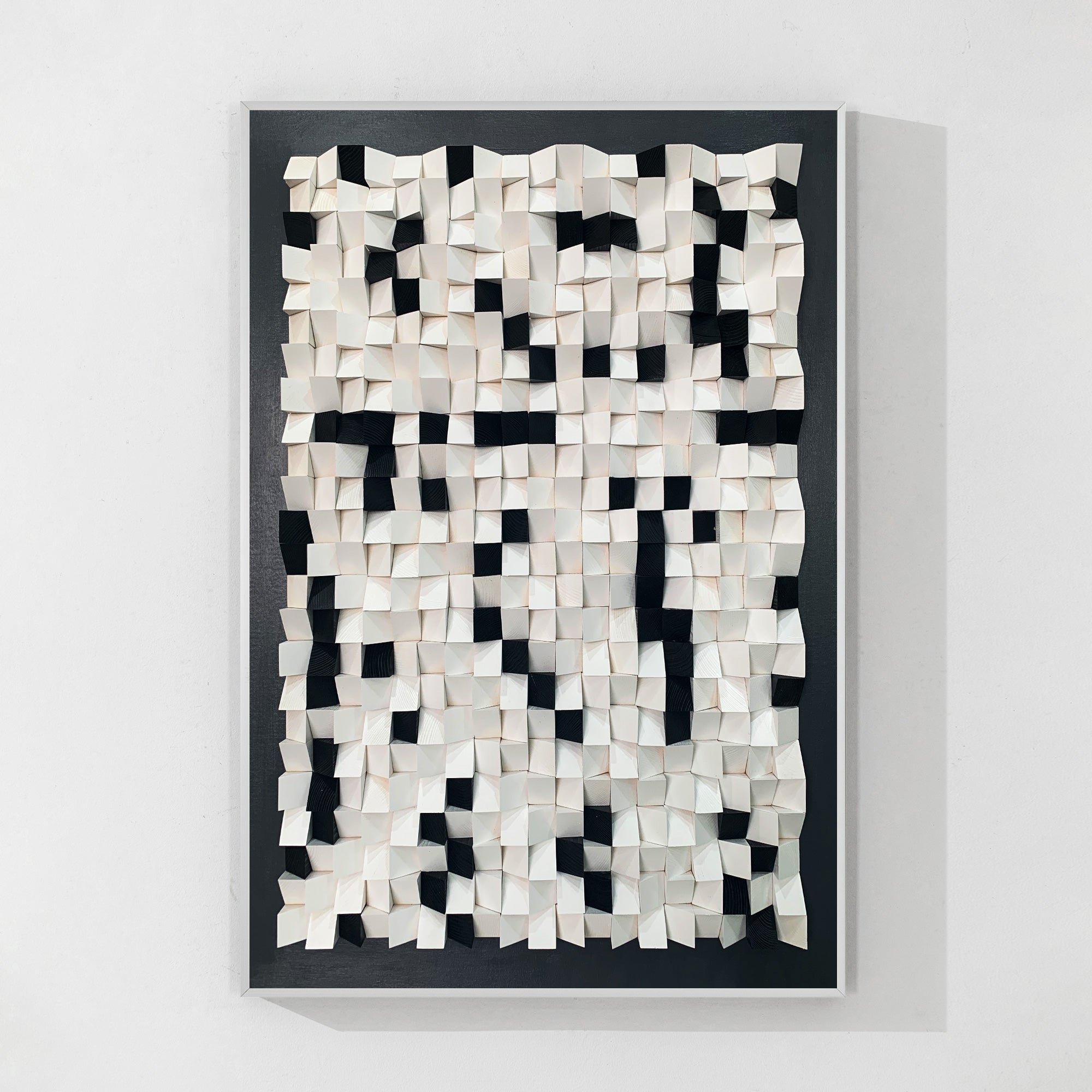 Arte mural en madera en blanco y negro -X016