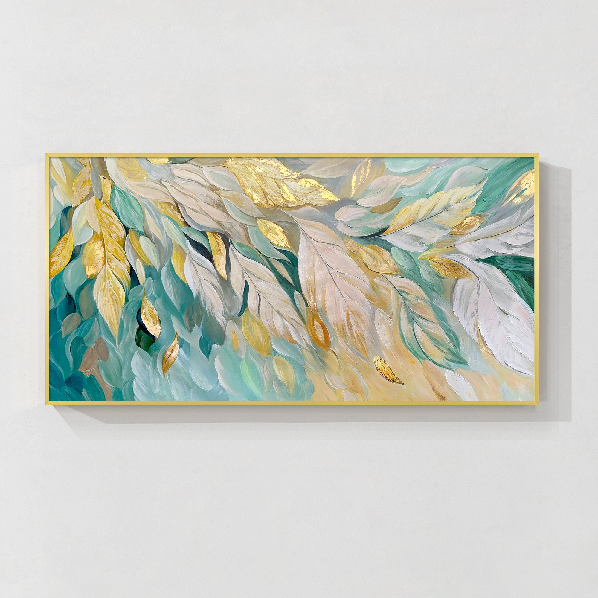 Teal Gold Leaf Wall Art #CA0663