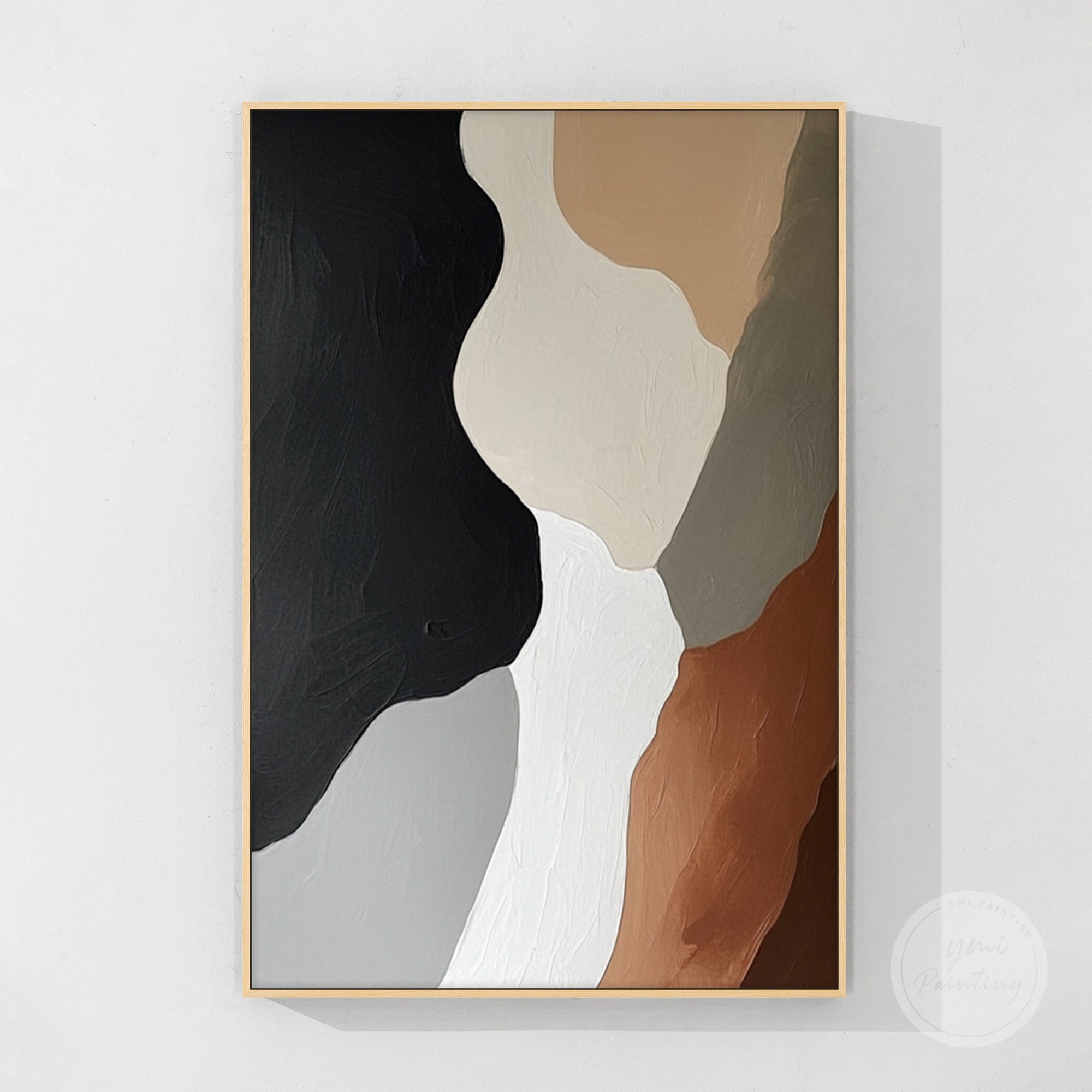 Modern abstract wall art in calm neutral tones with layered texture.