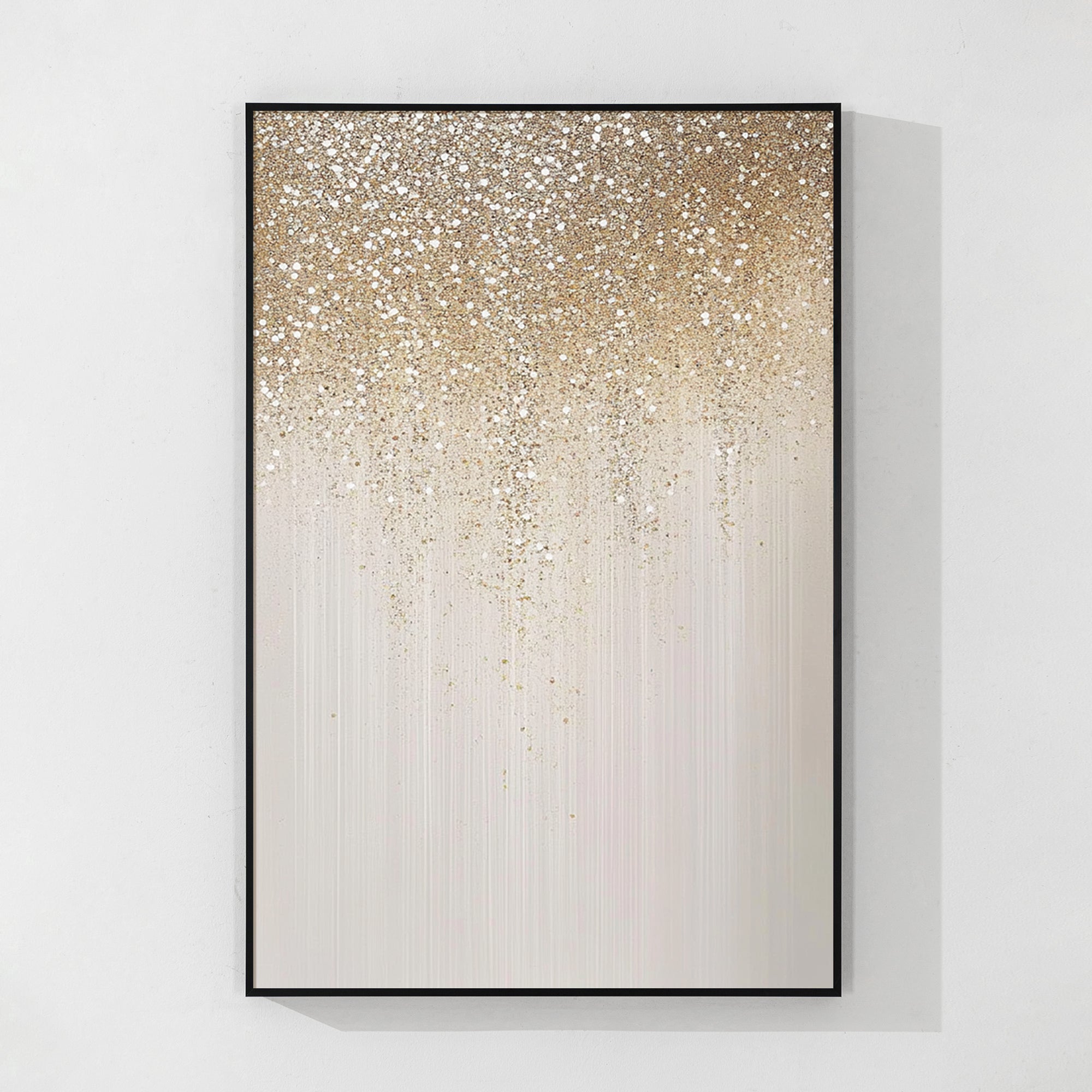 Glam glitter wall art featuring shimmering textures and sparkling details.
