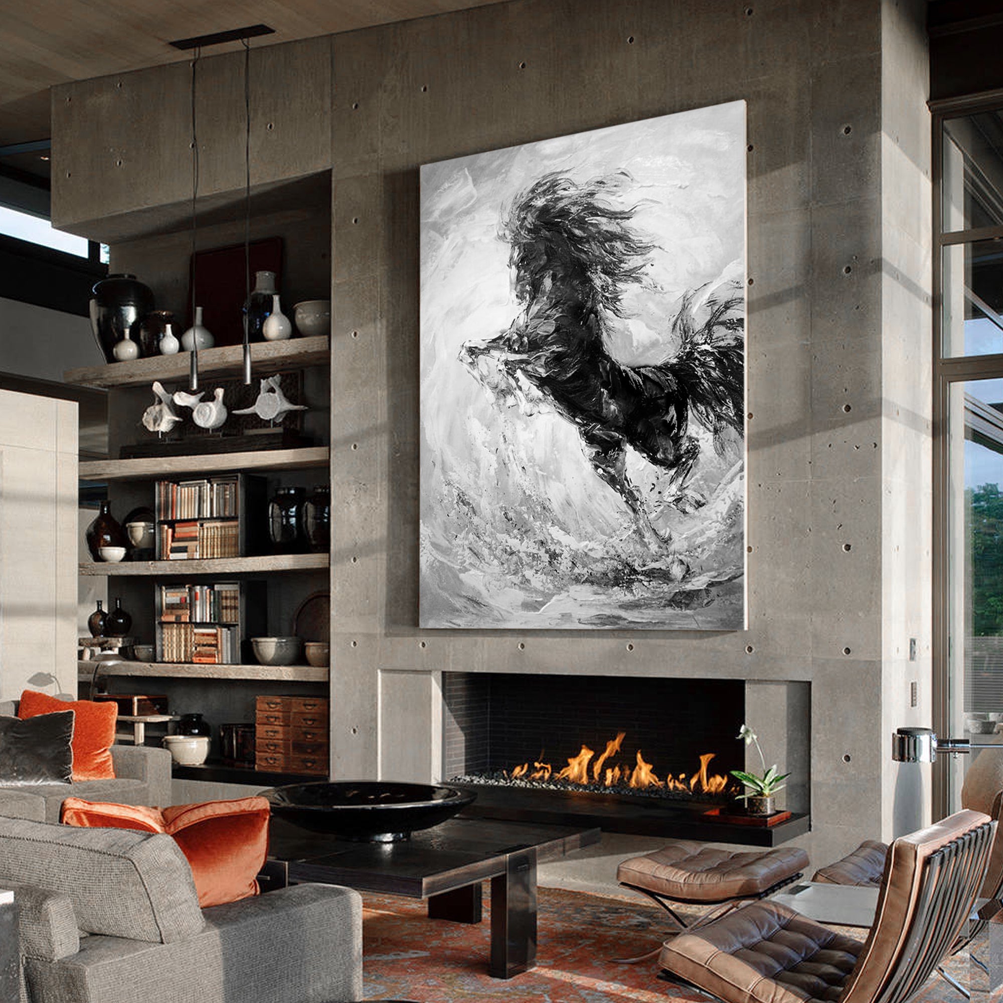 Arte abstracto de caballo negro