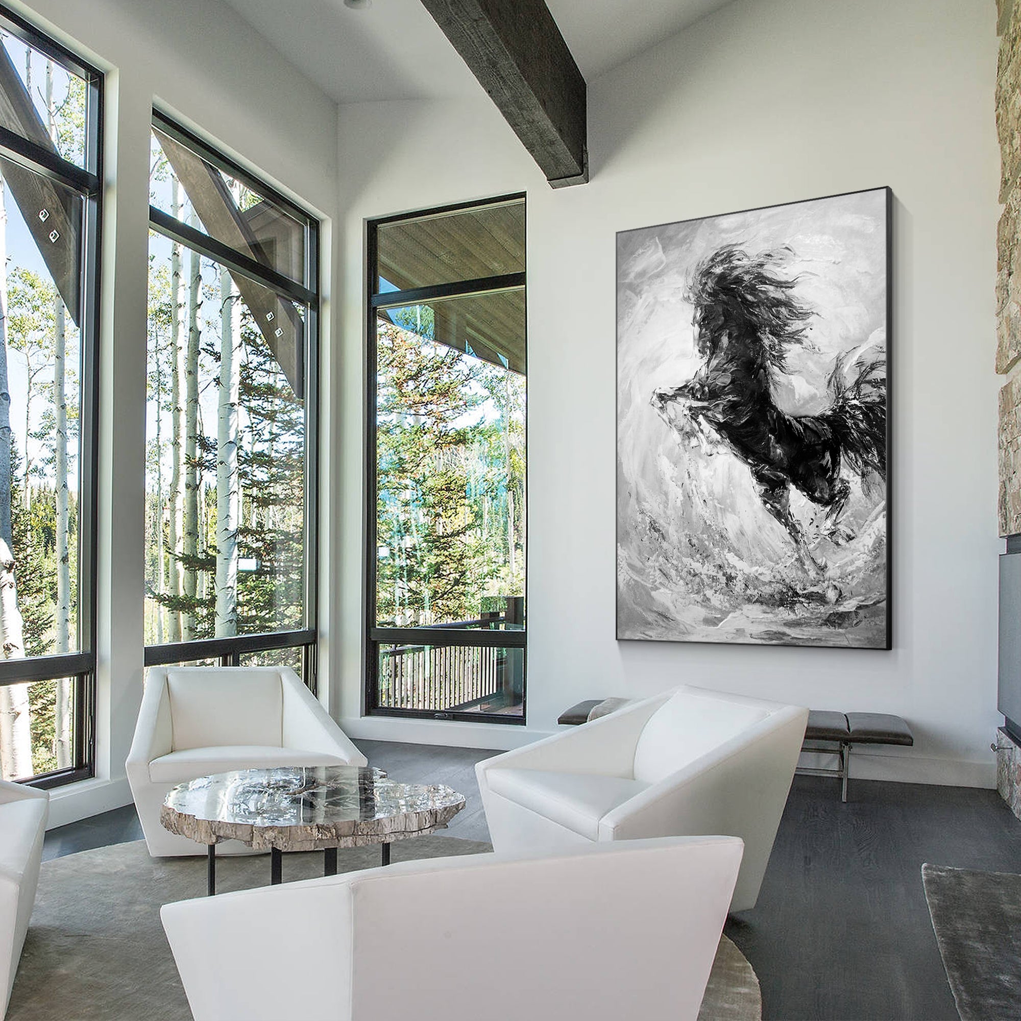 Arte abstracto de caballo negro