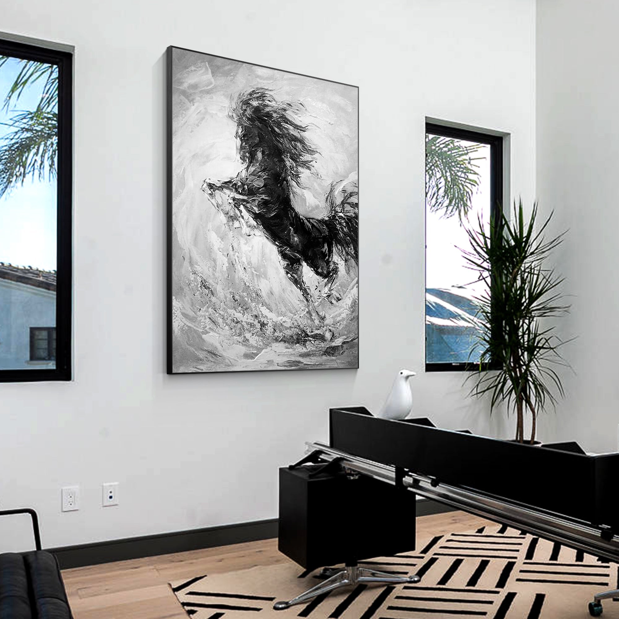 Arte abstracto de caballo negro