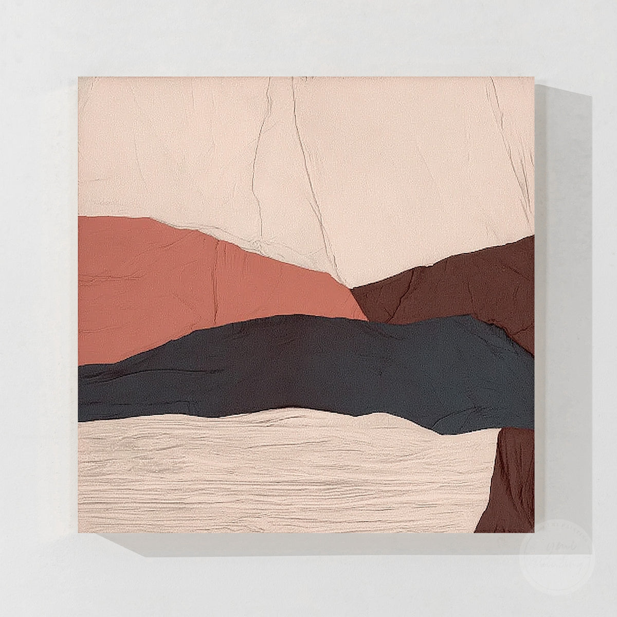 Close-up of fine linear details and sandy horizontal textures in terracotta landscape art.