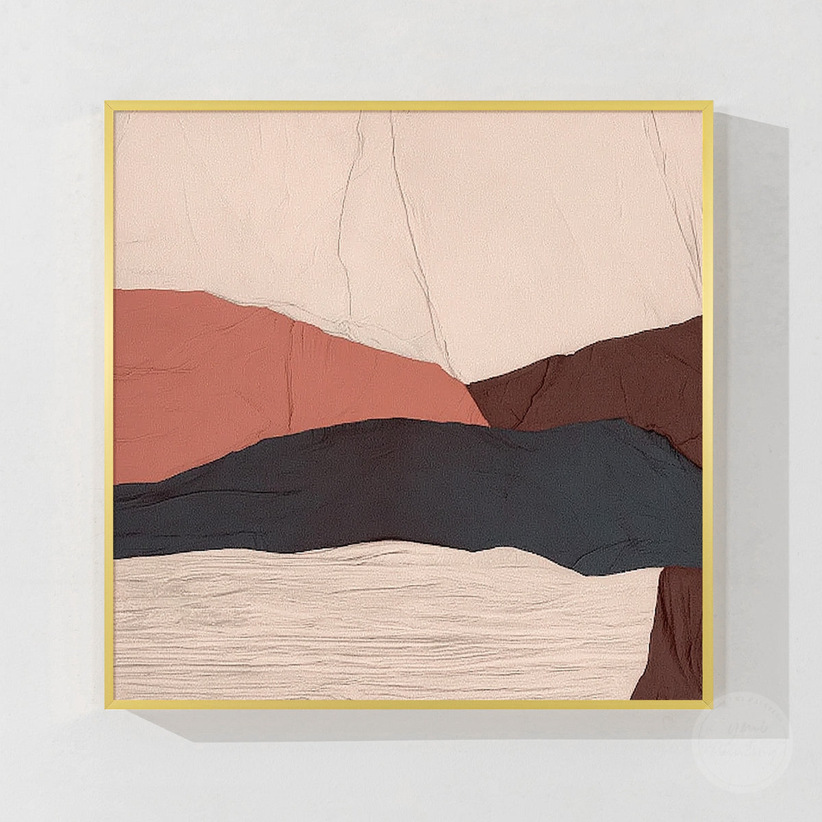 Organic modern wall art with irregular mountain contours and layered earth tone color fields.